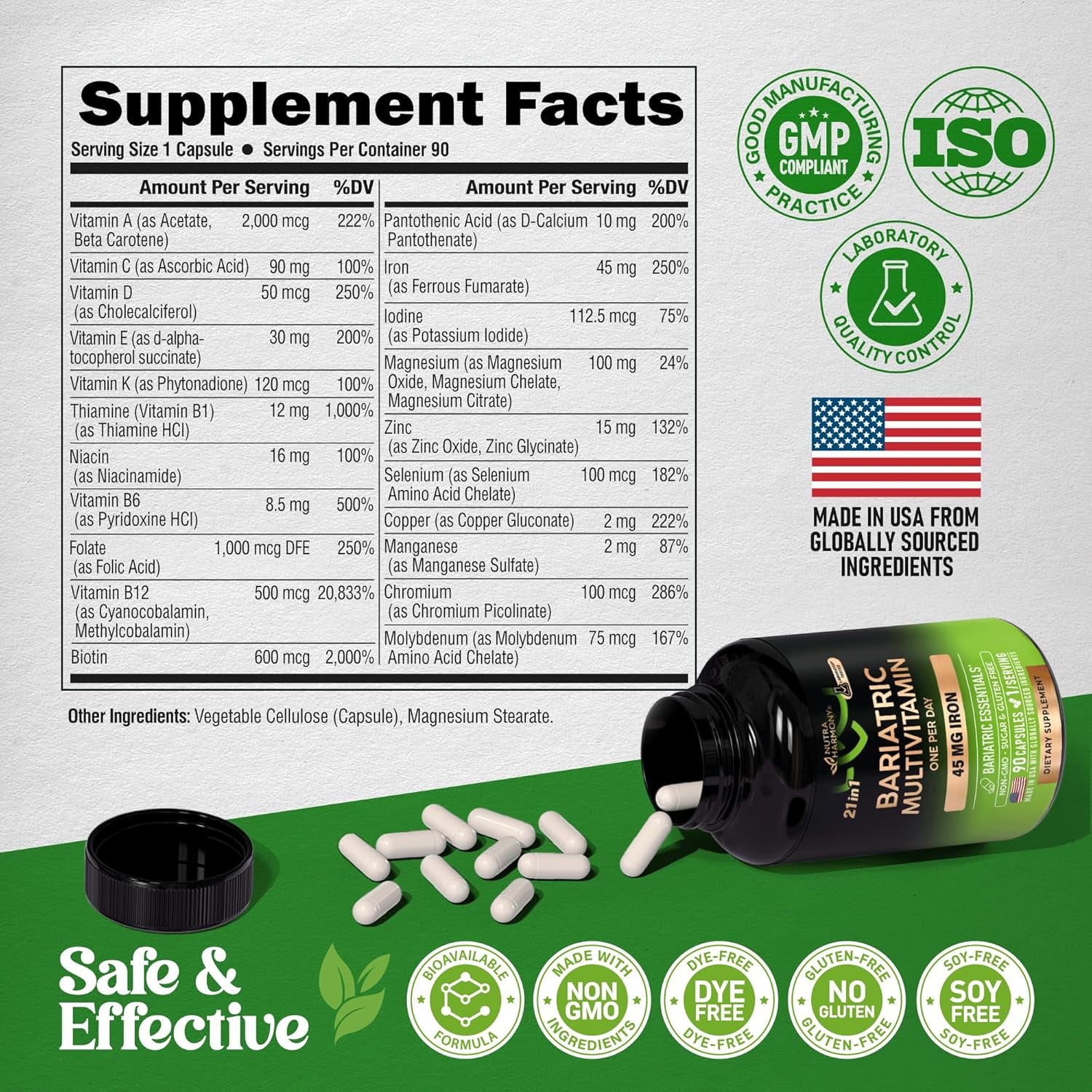 NUTRAHARMONY Bariatric Multivitamin — All-in-One Post-Surgery Supplement | Comprehensive Nutrient Support for Bariatric Patients