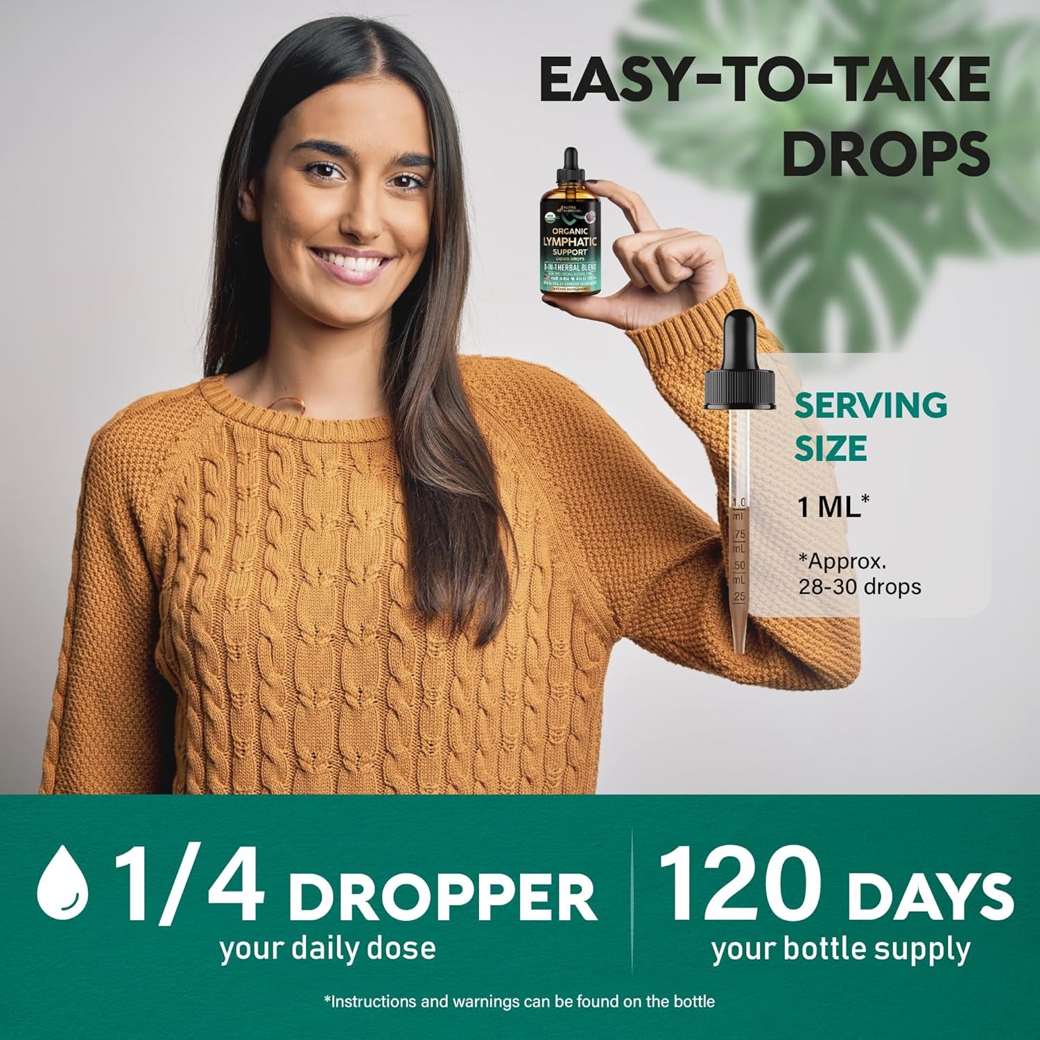 NutraHarmony Organic Lymphatic Drainage Drops – 118ml | Echinacea, Elderberry, Dandelion & Cleavers | Immune Support, Cleanse & Detox