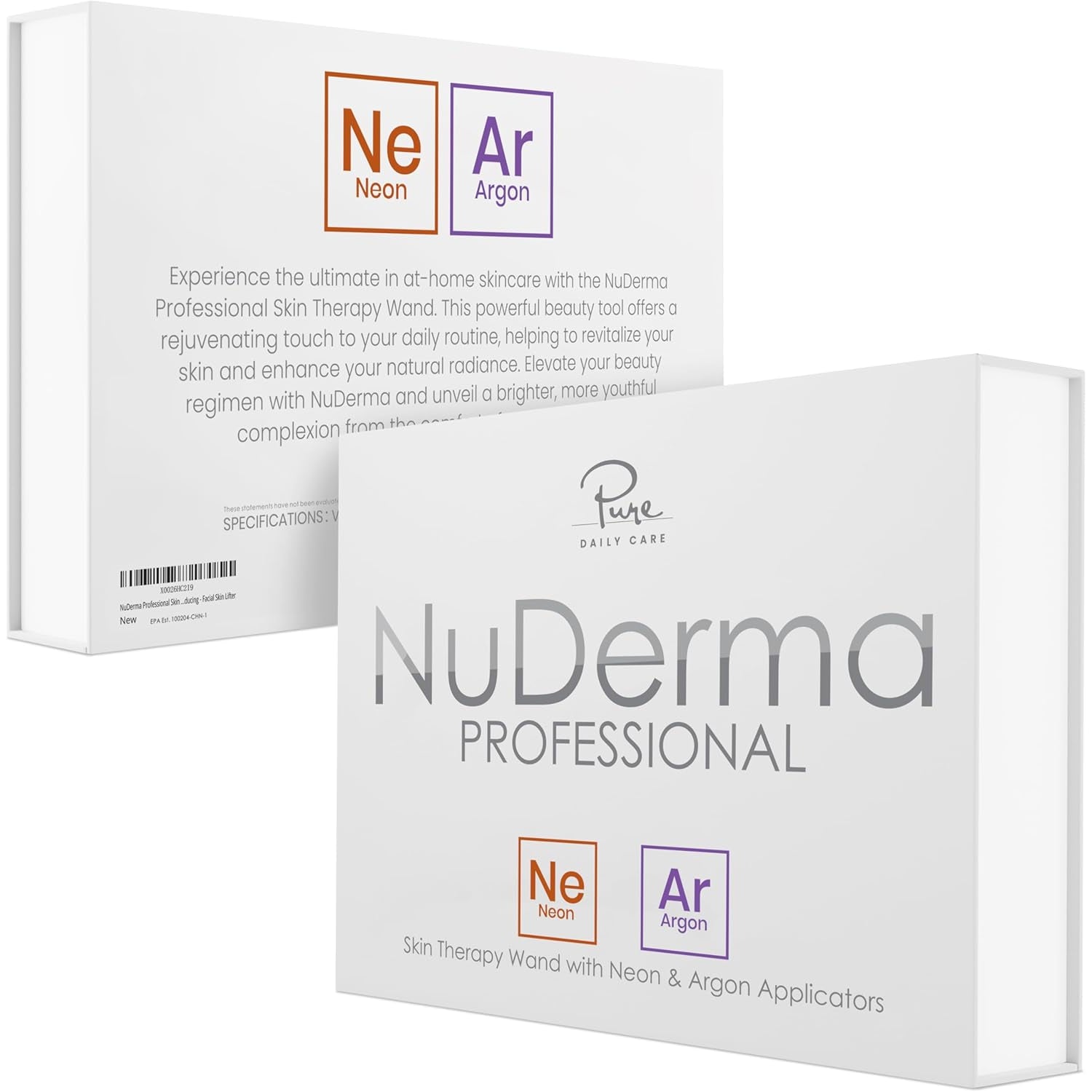 NuDerma Professional Skin Therapy Wand – Neon & Argon High Frequency Device for Clearer, Firmer & Tighter Skin | 6 Wand Attachments