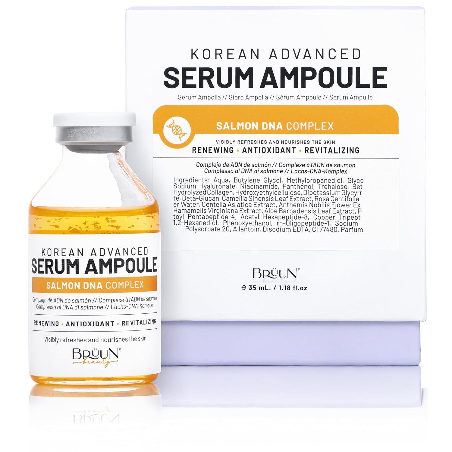 BRÜUN SD - Control Salmon DNA Ampoule - Micro Needling Korean Serum Booster for Face and Body to Use with and without Derma Pen Microneedling Skin Care Serum 1.18 Fl.Oz