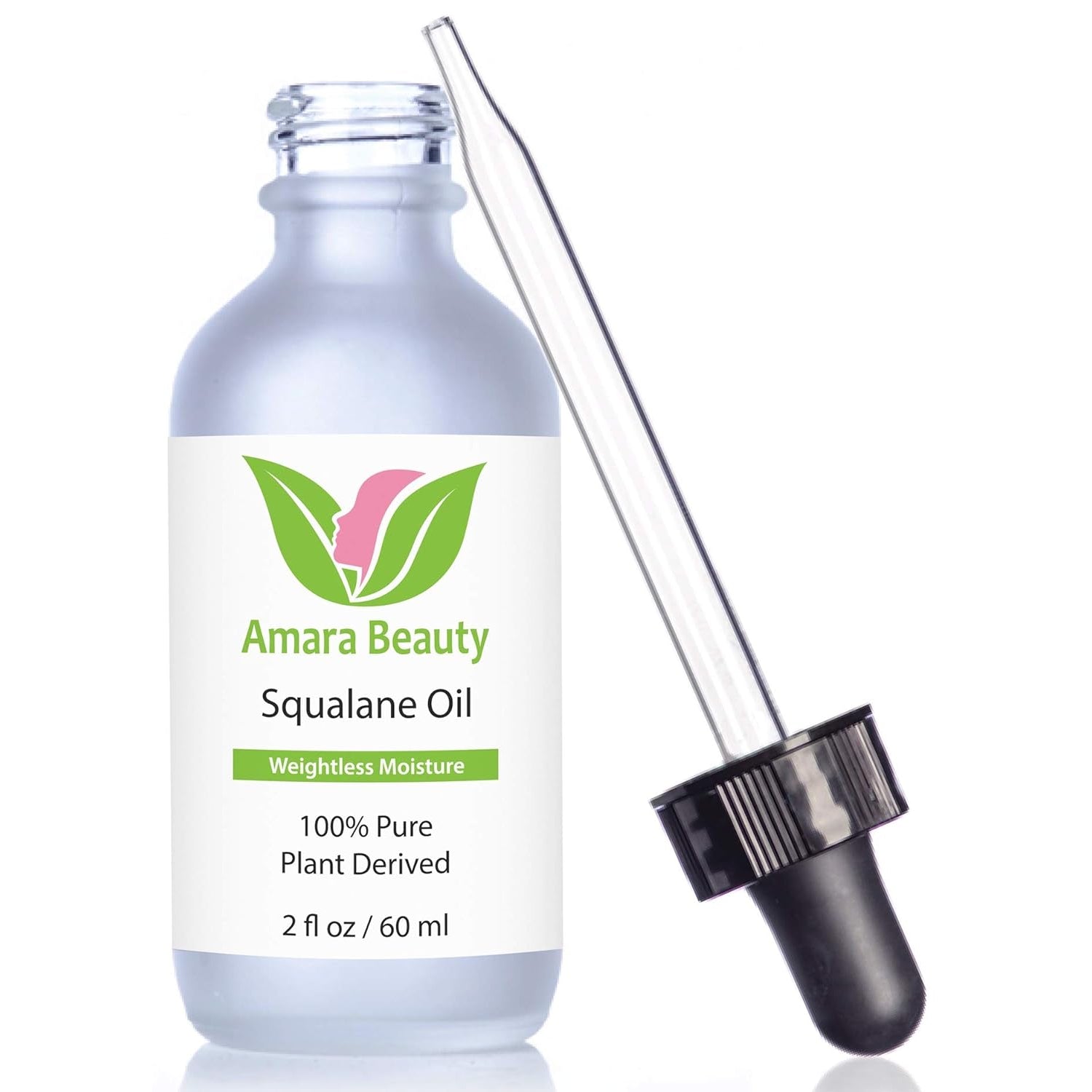 Amara Beauty Squalane Oil Moisturizer with 100% Pure Plant Derived Squalane for Face, Body, Skin and Hair - Face Oil 2 Fl. Oz.