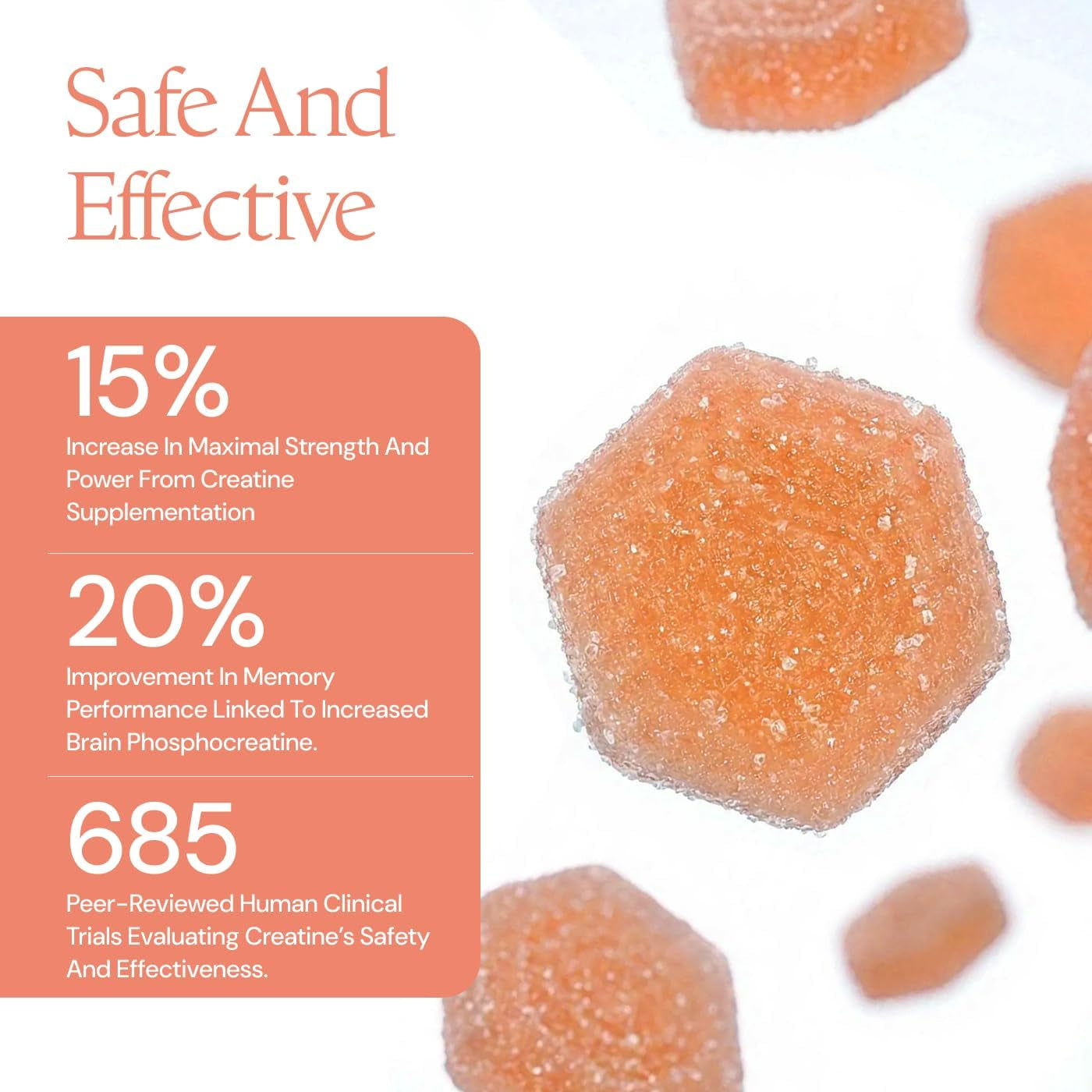 Create Creatine Monohydrate Gummies – Sour Peach | 1.5g Per Gummy | Vegan & Gluten-Free | Strength, Focus & Endurance for Men & Women