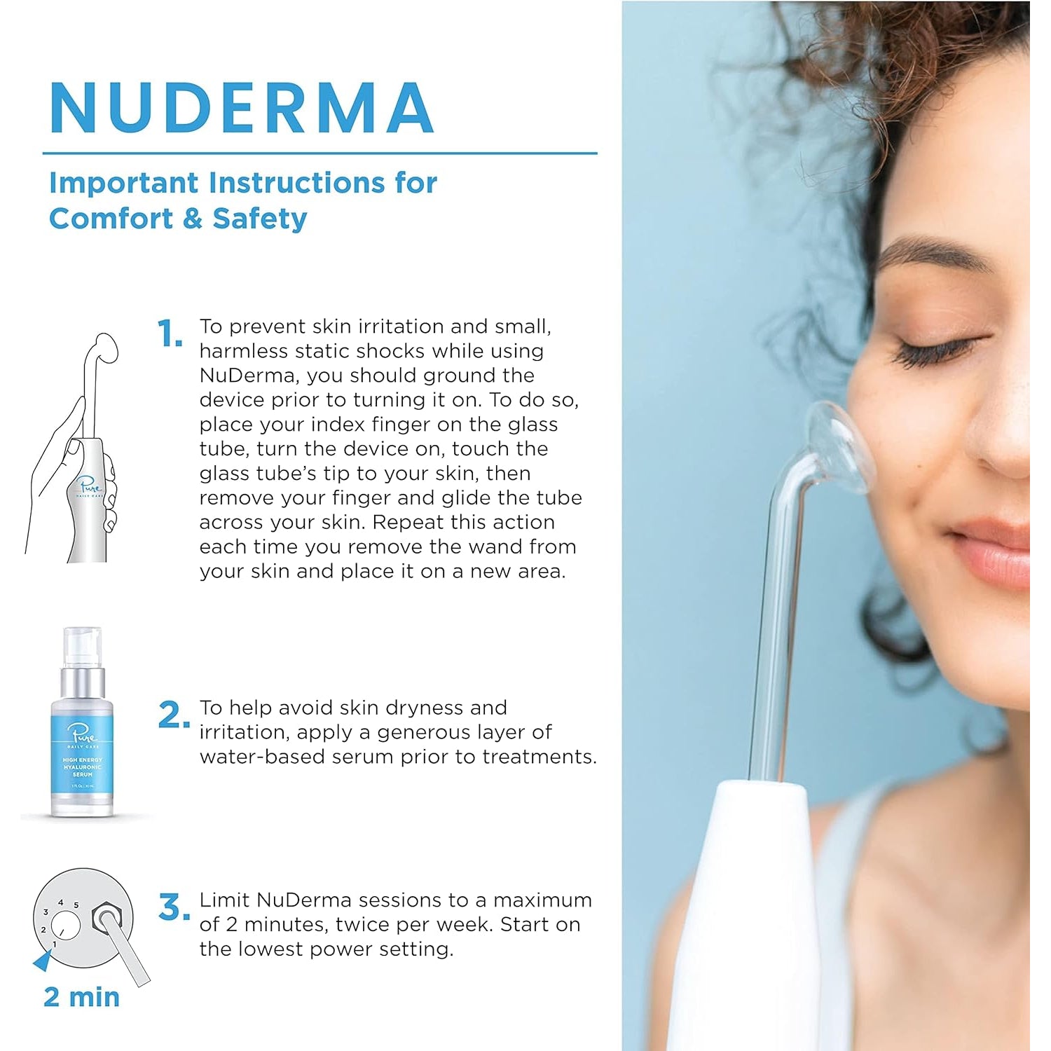 NuDerma Professional Skin Therapy Wand – Neon & Argon High Frequency Device for Clearer, Firmer & Tighter Skin | 6 Wand Attachments