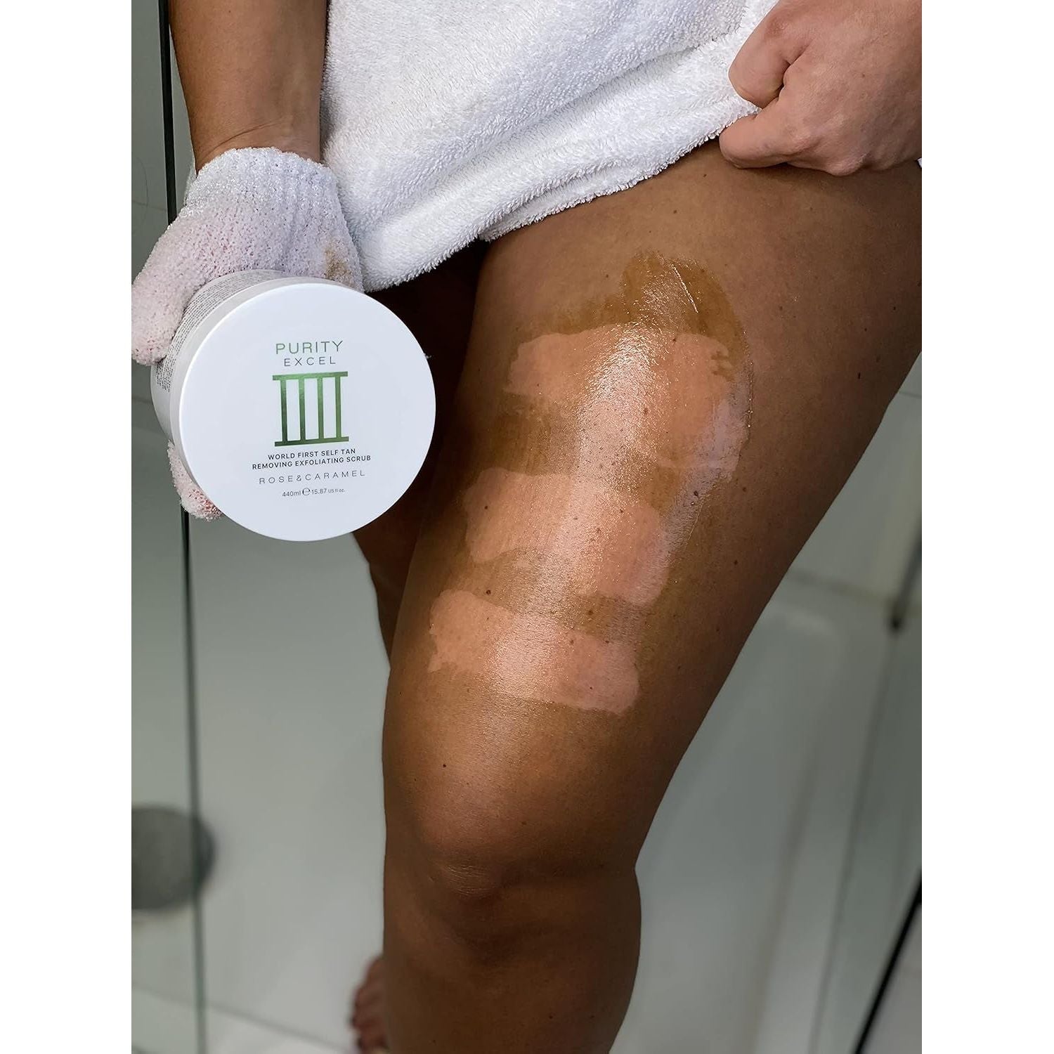 Rose & Caramel Purity Excel 60 Second Tan Remover – 440ml | Fastest Fake Tan Removal with Mango & Pomegranate Scent