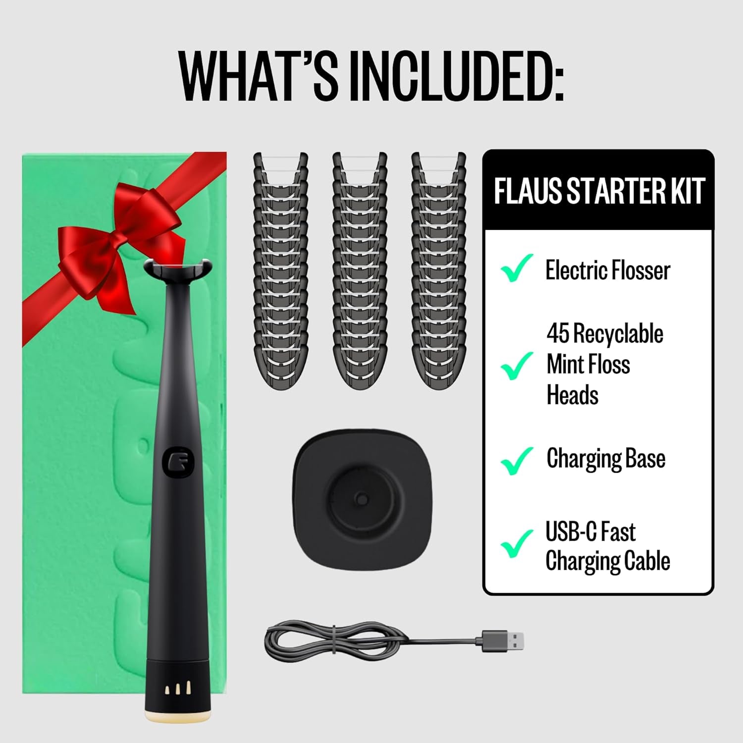 FLAUS Electric Flosser Gentle Glide – Sonic Vibration Dental Flosser for Sensitive Gums & Plaque Removal | As Seen on Shark Tank