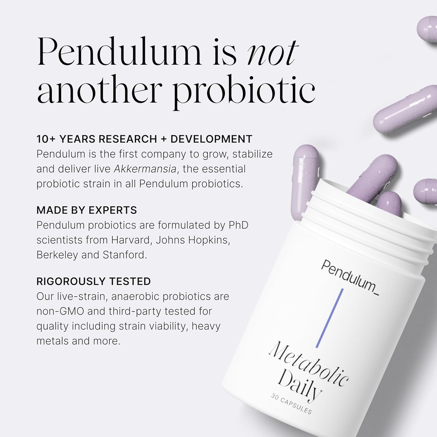 Pendulum Metabolic Daily - Multi-Strain Probiotic with Akkermansia Muciniphila to Support Metabolism and Sustain Energy Levels - for Women and Men - 30 Capsules (1 Pack)