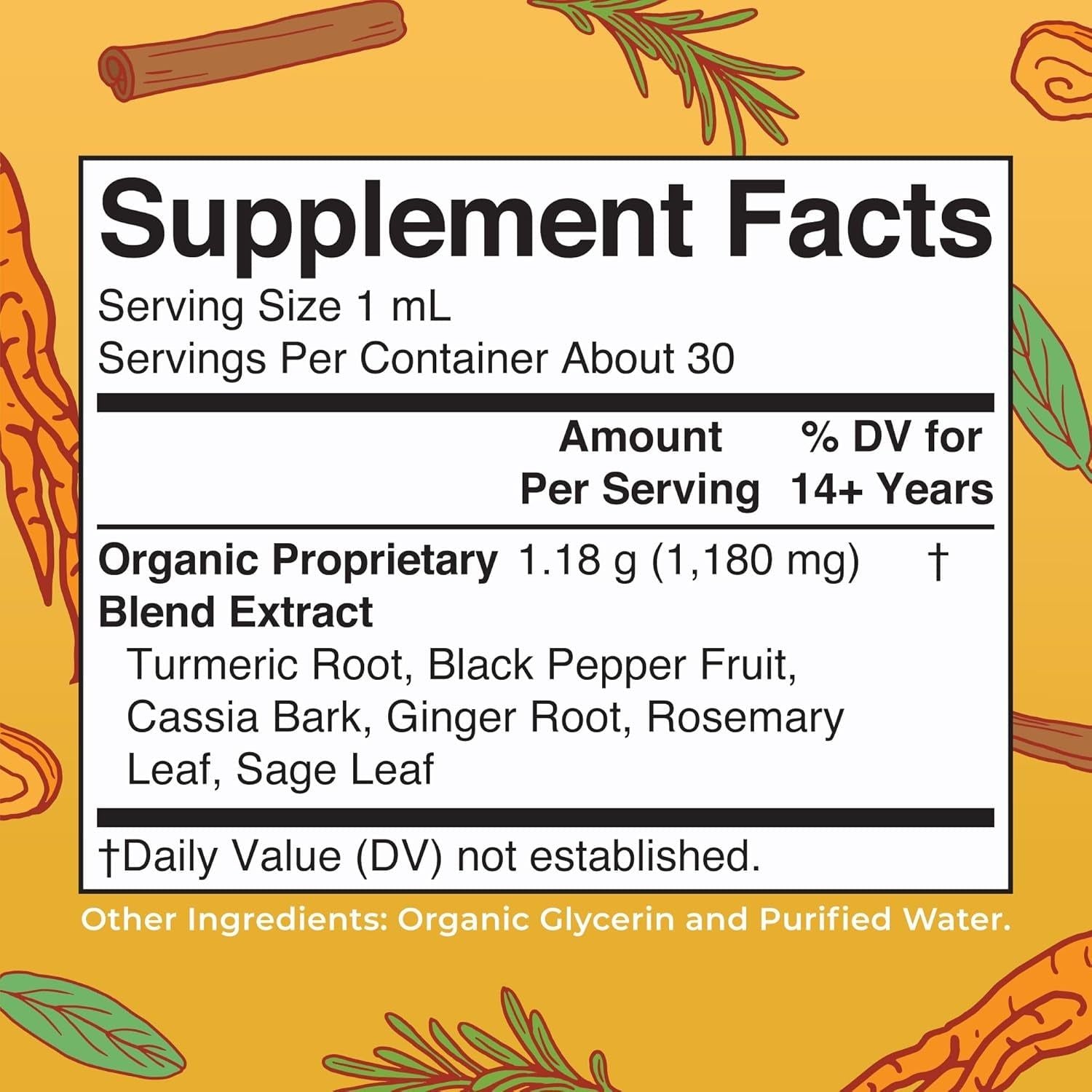 MaryRuth Organics Turmeric Gold Liquid Drops – 30ml | Immune & Cognitive Support