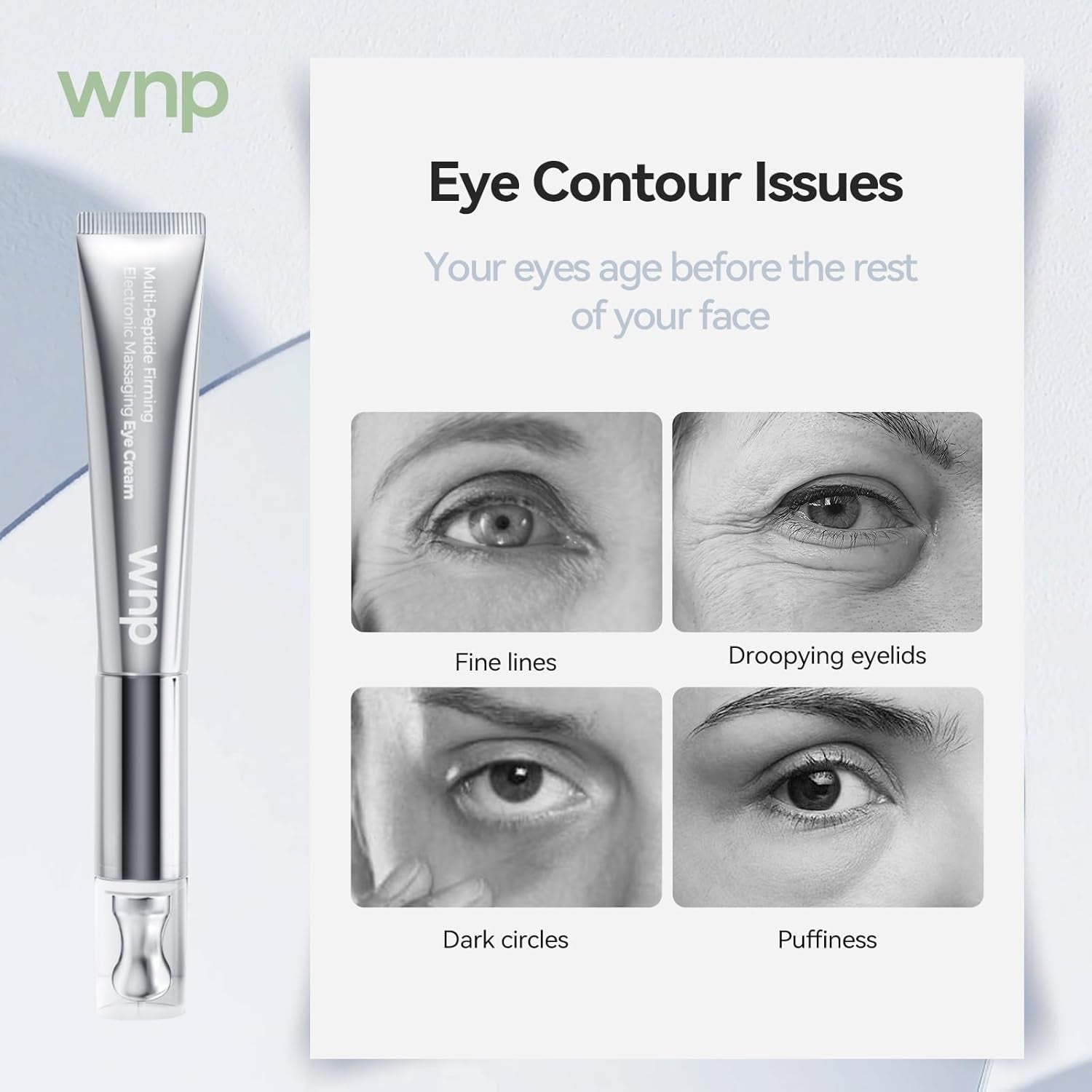 WNP Multi-Peptide Firming Electronic Massaging Eye Cream – 15g | Firms, Brightens & De-Puffs with Sonic Vibration
