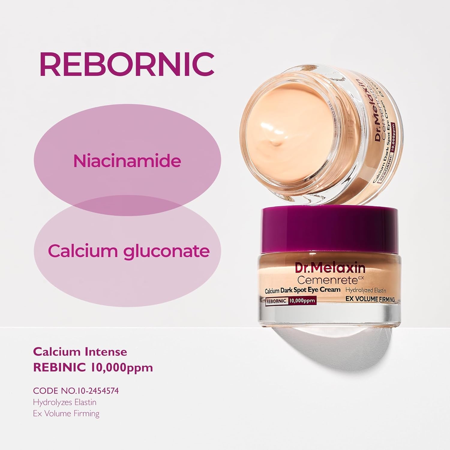 Dr.Melaxin Calcium Dark Spot Eye Cream – Niacinamide & Calcium Gluconate for Dark Circles, Eye Bags & Firming | 15g | Korean Skincare