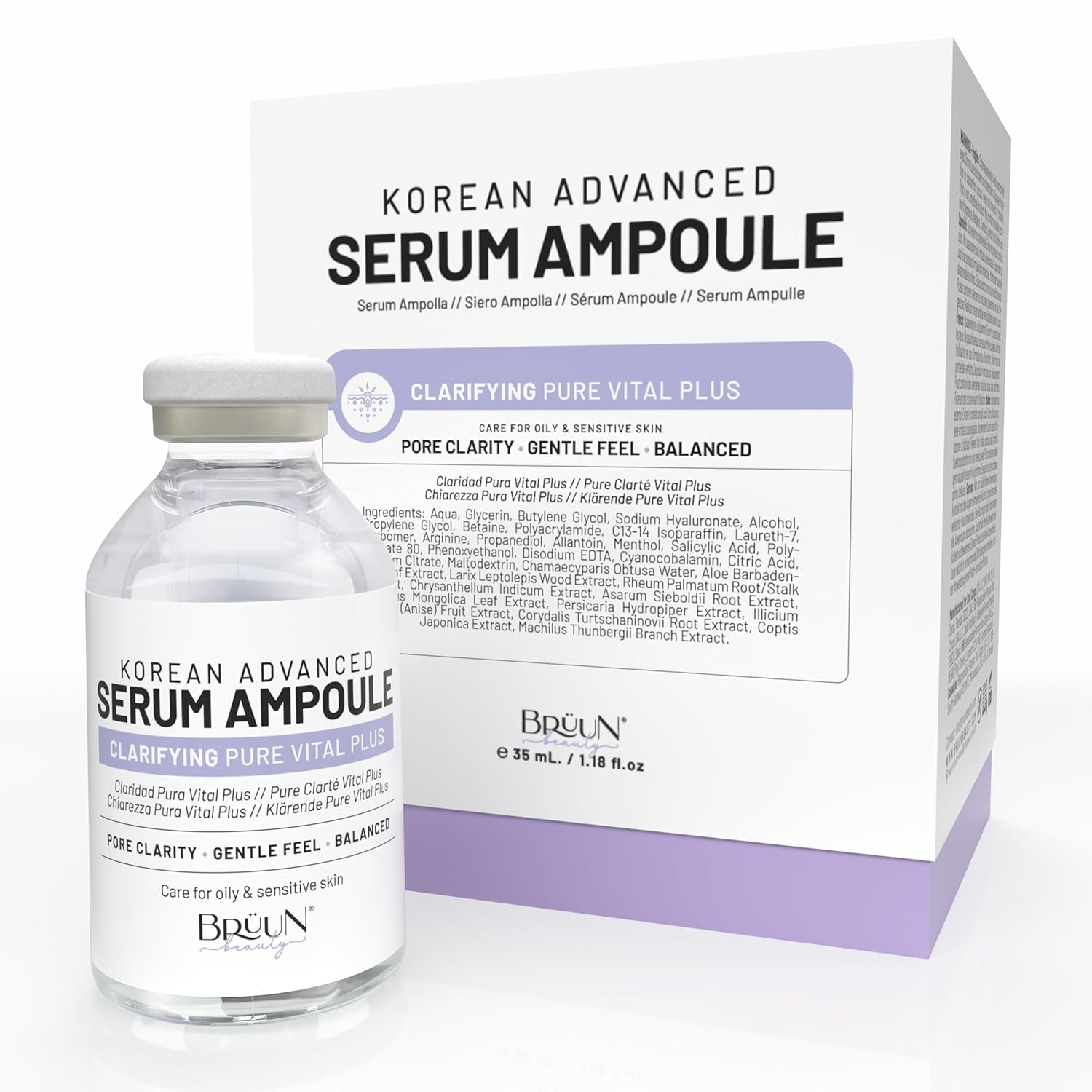 BRÜUN AC-Control Clear & Pure Vita Plus Ampoule – 35ml | Micro-Needling Korean Booster Serum for Face & Body | Use With or Without Derma Pen