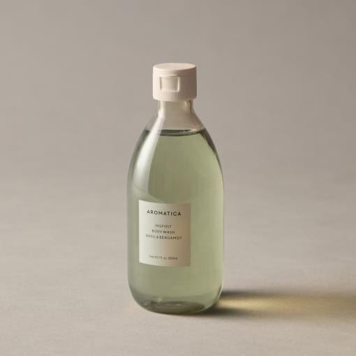 AROMATICA Inspirit Body Wash Basil & Bergamot 300ml - Glam Global UKAROMATICA