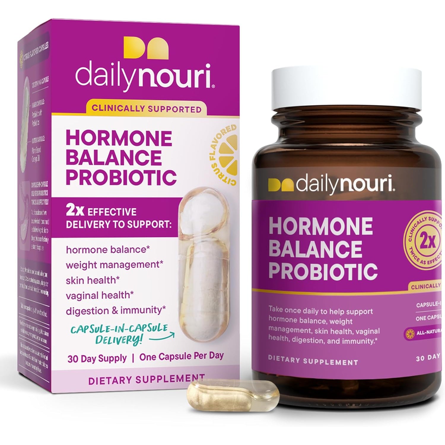 Daily Nouri Hormone Balance Probiotics for Women | Supports Healthy Estrogen Metabolism, Hormone & Cycle Health | Gut-Estrogen/Estrobolome Support | 7 Clinically Studied Strains + Plant-Based Omega