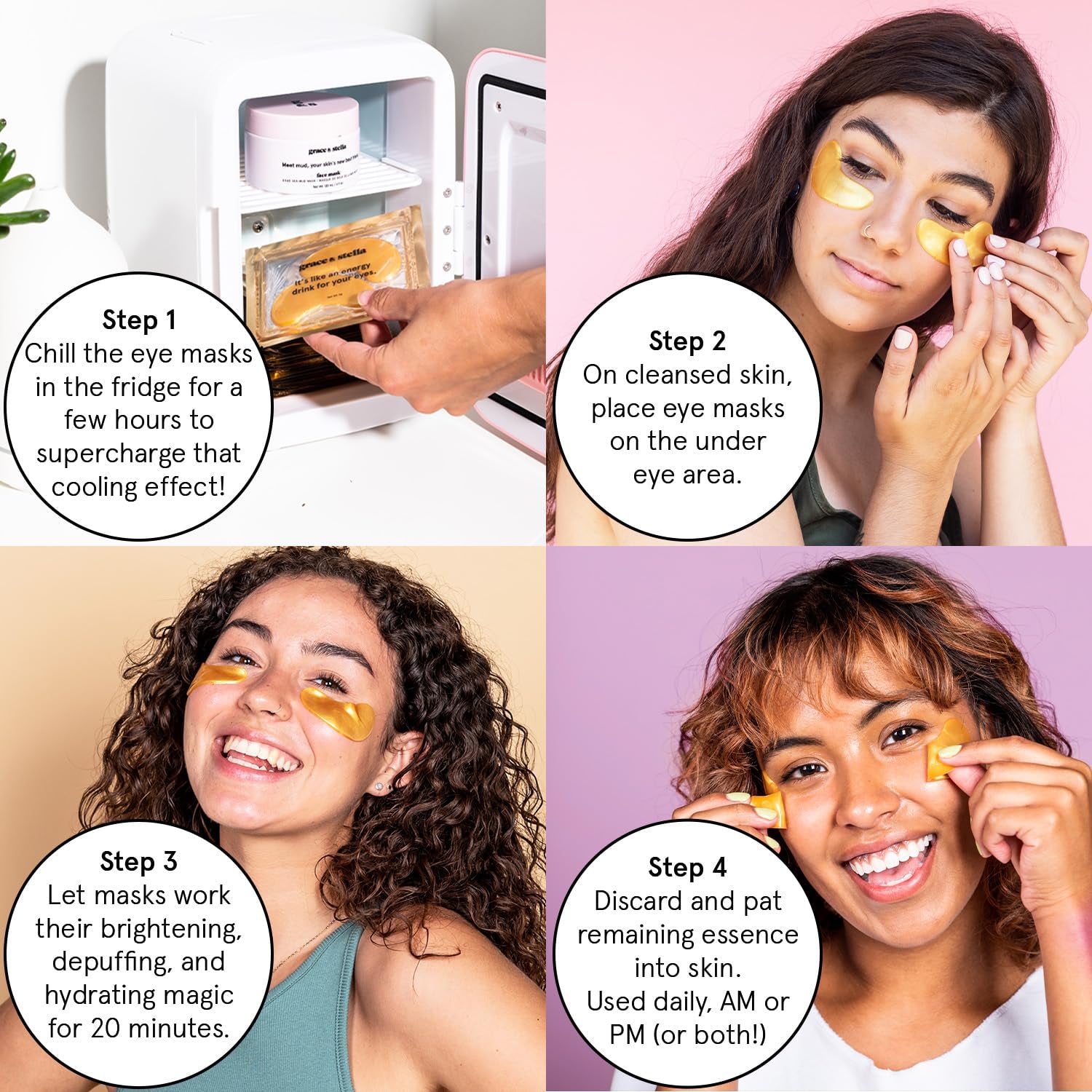 Grace & Stella Gold Gel Eye Patches – Award-Winning Under-Eye Masks for Dark Circles, Puffiness & Eye Bags | Vegan | 24 Pairs