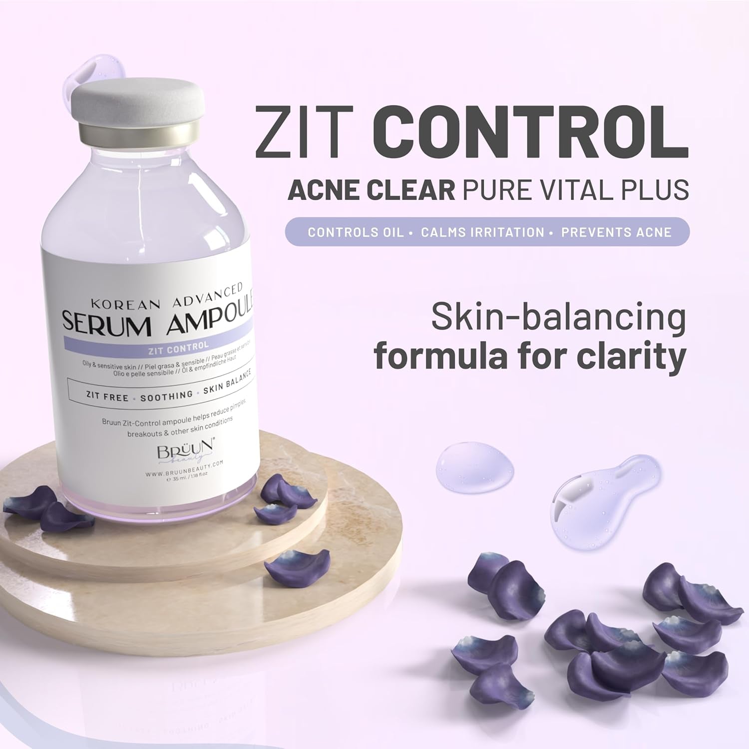 BRÜUN AC-Control Clear & Pure Vita Plus Ampoule – 35ml | Micro-Needling Korean Booster Serum for Face & Body | Use With or Without Derma Pen