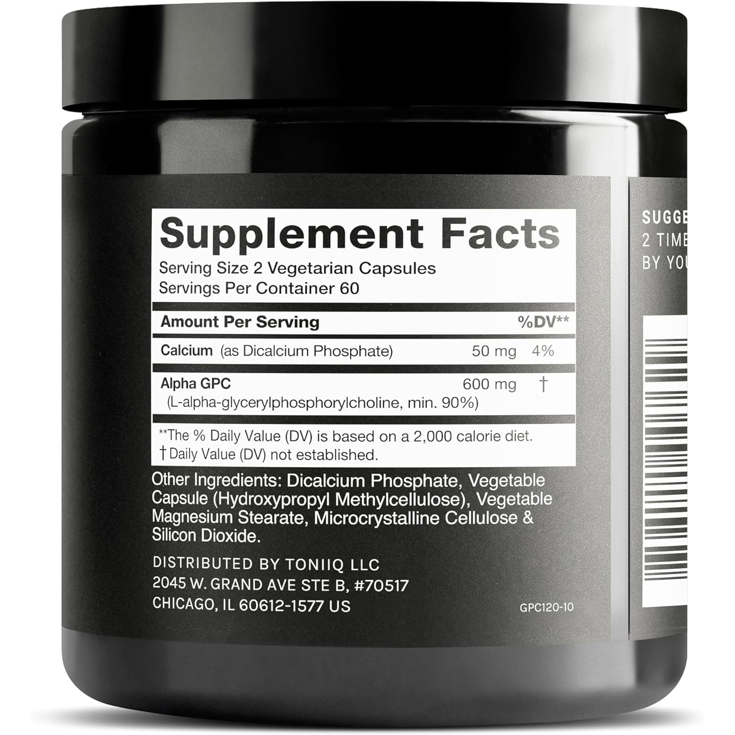 Toniiq Ultra High Purity Alpha GPC Capsules - 600Mg Concentrated Formula - 90%+ Highly Purified and Bioavailable Nootropic - 120 Capsules Alpha GPC Supplement