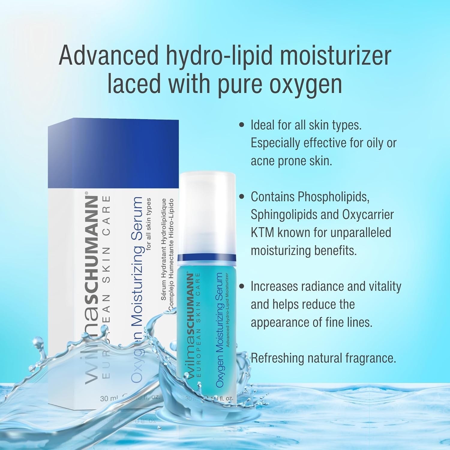 Wilma Schumann Oxygen Moisturizing Serum – 30ml | Hydrating, Rejuvenating Serum for Radiance & Fine Line Reduction