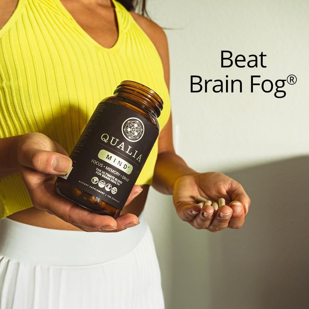Qualia Mind — Beat Brain Fog | Doctor-Formulated Premium Brain Nourishment | Fuel Focus, Drive & Energy | 32 Ingredients Including Lion’S Mane, Cognizin™, Ginkgo & More| 2 Week Supply*