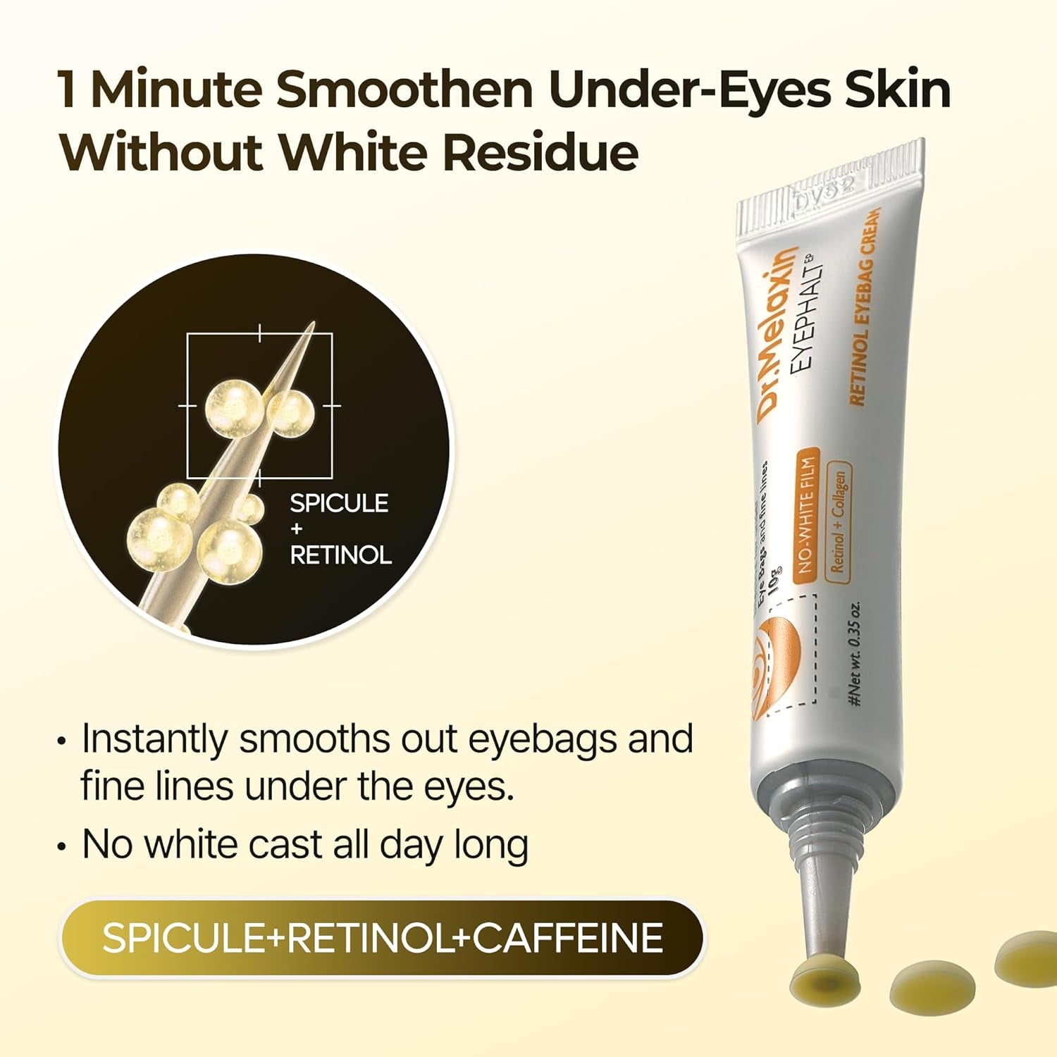 Dr.Melaxin Retinol Eye Bag Cream – EGF, Niacinamide & Ceramide for Dark Circles, Puffiness & Fine Lines | Korean Skincare