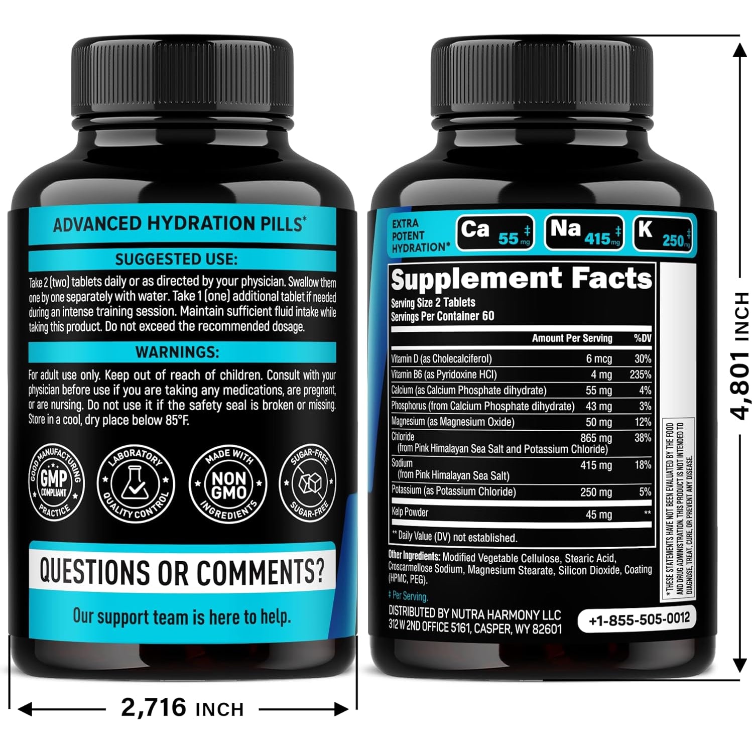 NUTRAHARMONY Electrolyte Supplement — 120 Capsules | Magnesium, Potassium & Sodium Blend | Hydration & Recovery Support