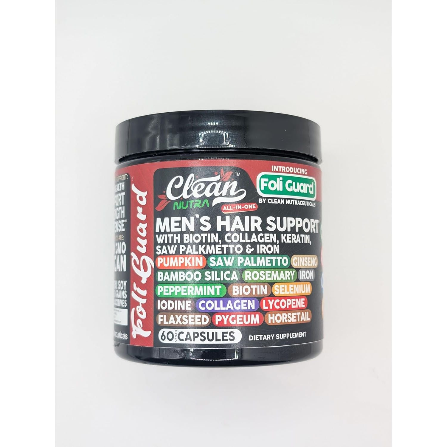 Clean Nutraceuticals Men's Hair Support Supplement – 60 Capsules | Biotin, Collagen & Saw Palmetto for Hair Growth, Thickness & Scalp Health