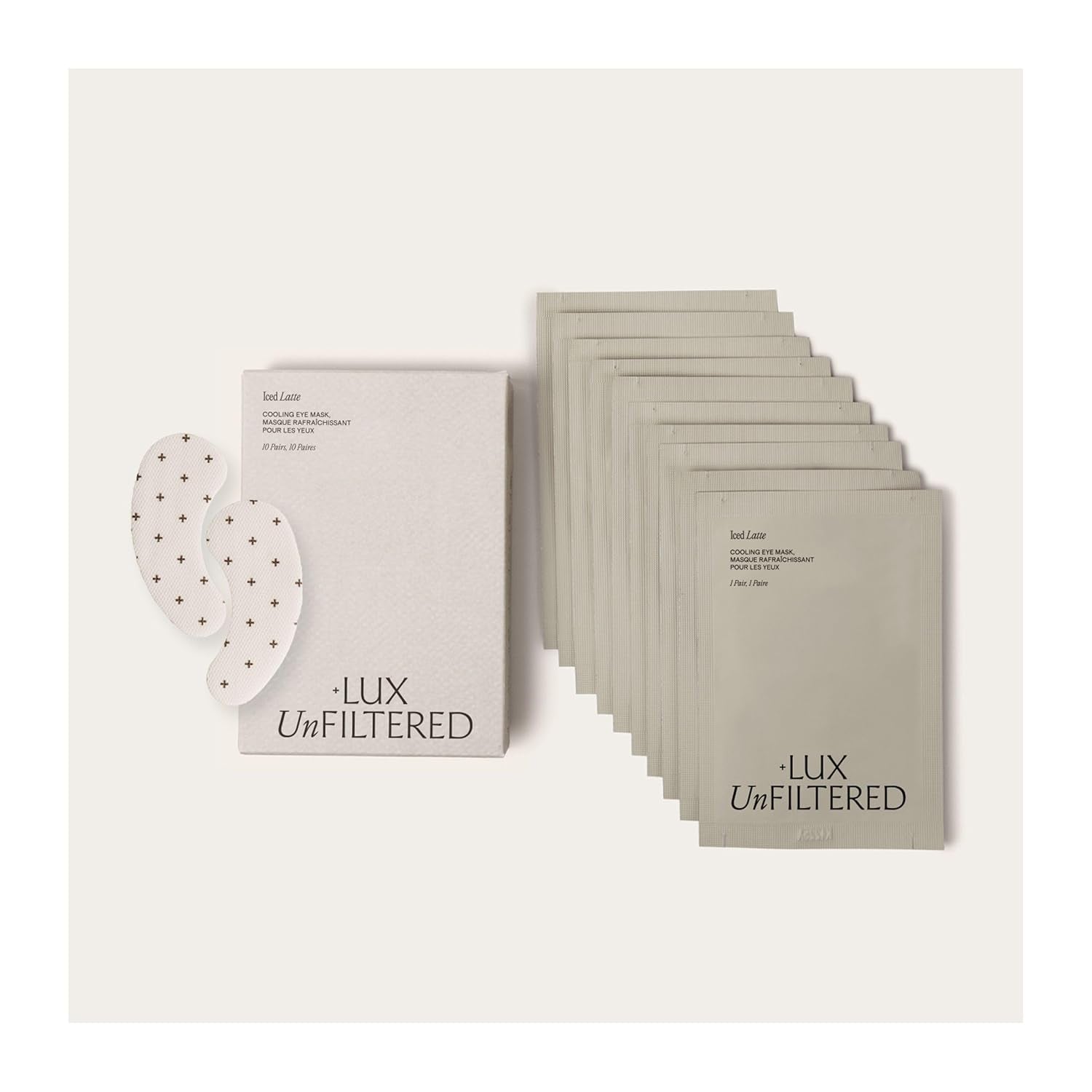 Lux Unfiltered Iced Latte Cooling Eye Patches – Caffeine, Niacinamide & Hyaluronic Acid for Puffiness & Brightening | Korean Skincare | 10 Pairs