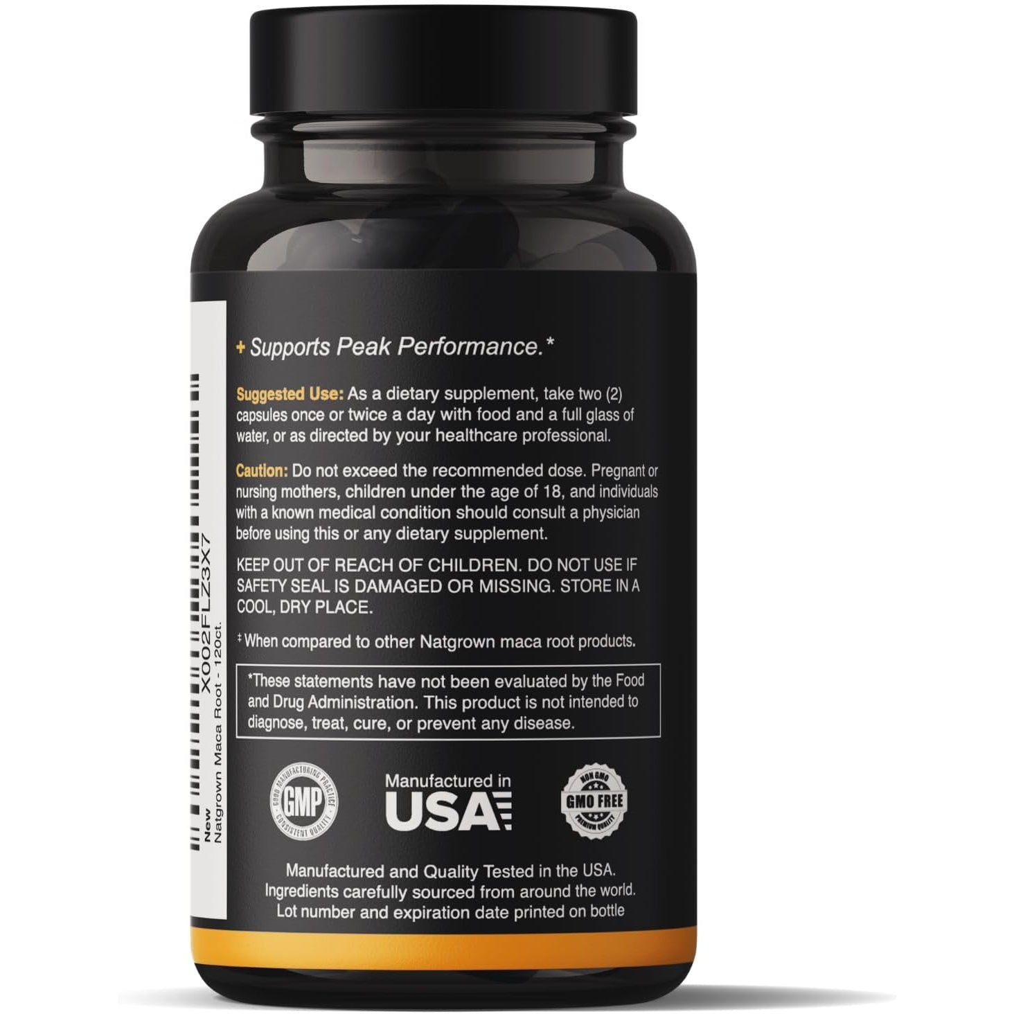 Natgrown Organic Maca Root 1500mg – Gelatinised Black, Red & Yellow Peruvian Maca | Non-GMO Vegan Gluten-Free | 120 Capsules