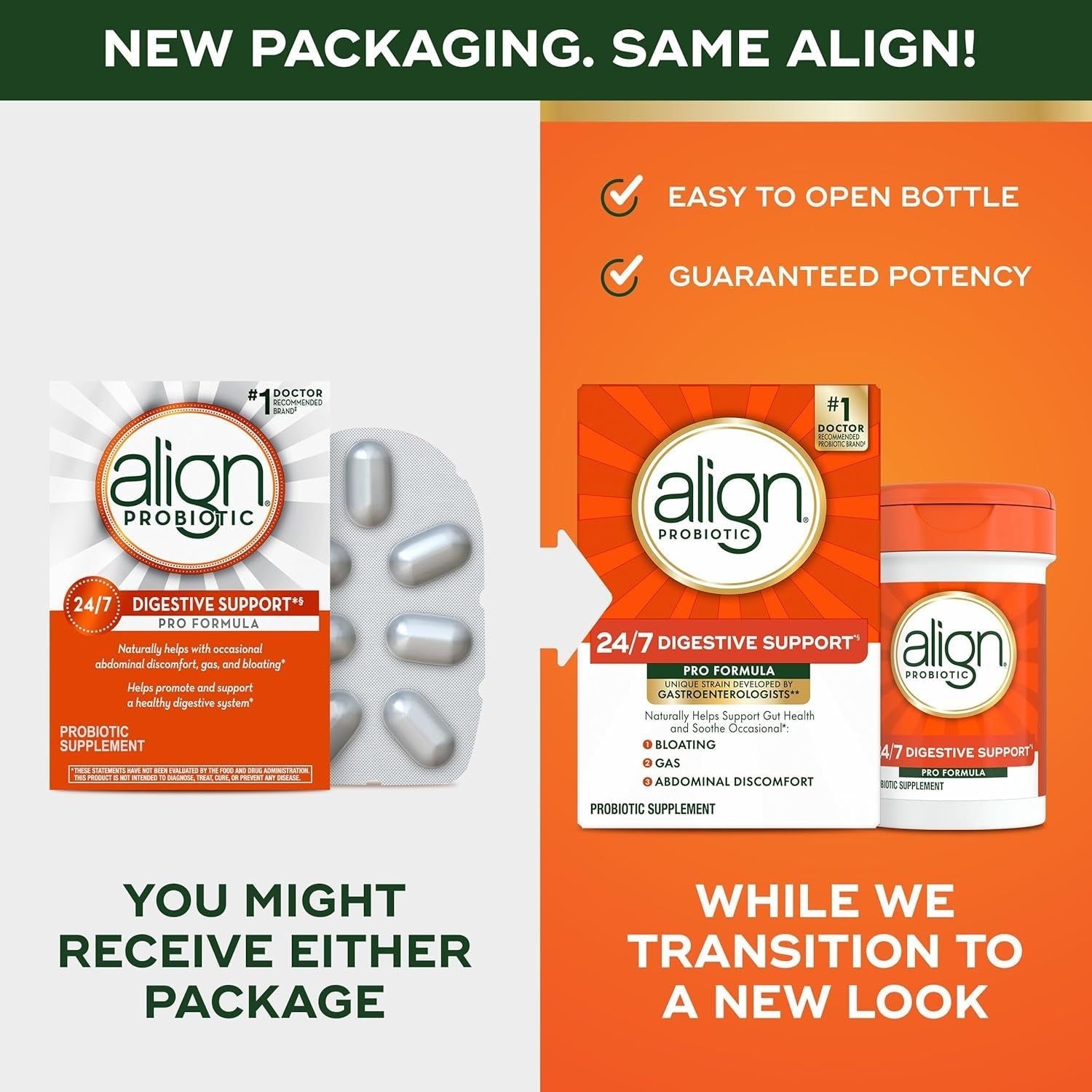 Align Probiotic 24/7 Digestive Support – 30 Capsules | Doctor-Recommended for Gut Health