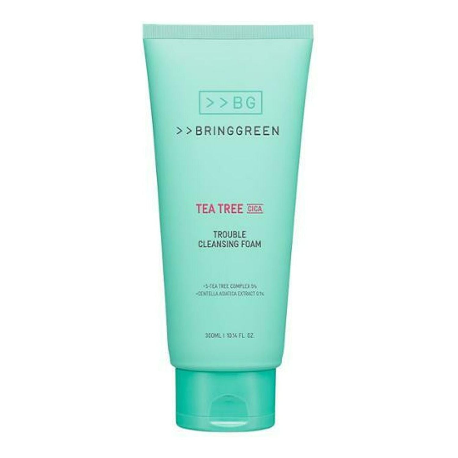 BRINGGREEN Tea Tree Cica Trouble Cleansing Foam – 300ml | Soothing, Purifying & Acne Care - Glam Global UKBRINGGREEN