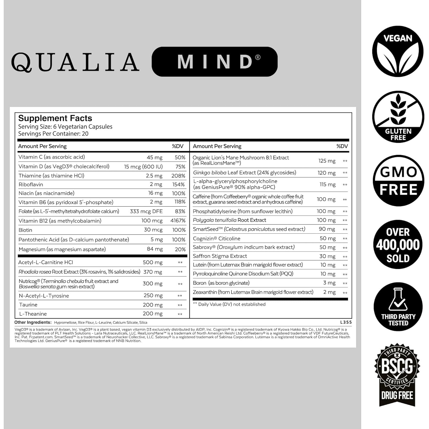 Qualia Mind | the Ultimate Blend for Brain Health* | Doctor-Formulated Nootropic to Fuel Focus & Concentration* | Supports Long Term Brain Health| Maintain Drive & Productivity