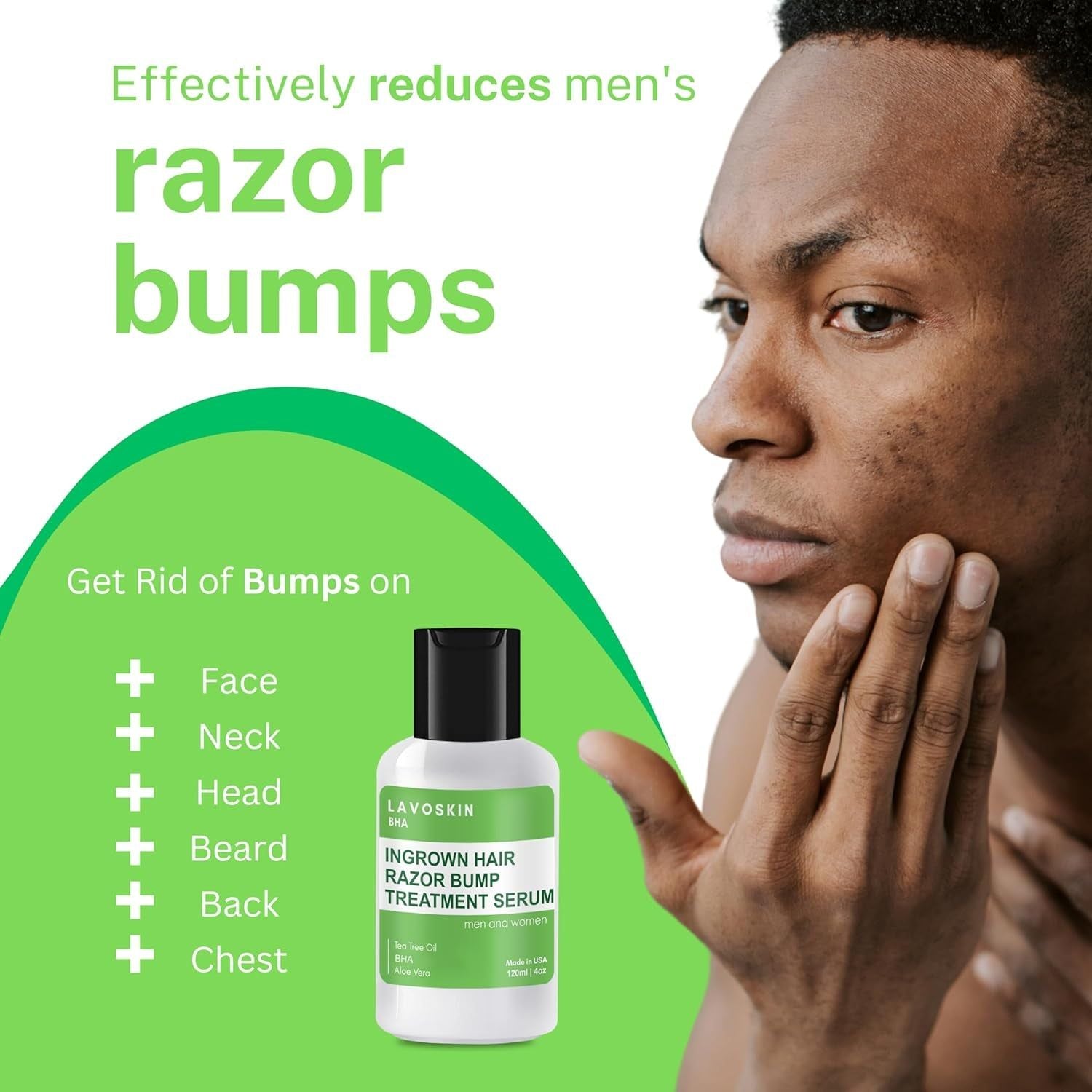 LAVOSKIN Ingrown Hair & Razor Bump Treatment Serum – 120ml | Soothing Tea Tree Formula