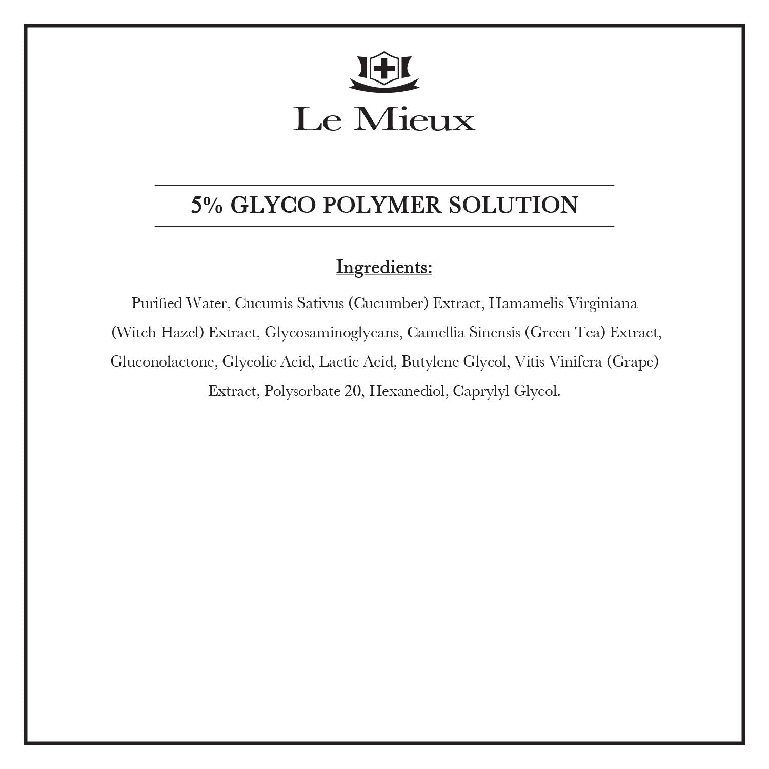 Le Mieux 5% Glyco Polymer Solution - Glycolic & Lactic Acid Micro Peel Serum, Exfoliator for Uneven Skin Texture, Peeling Solution for Face (0.5 Oz / 15 Ml)