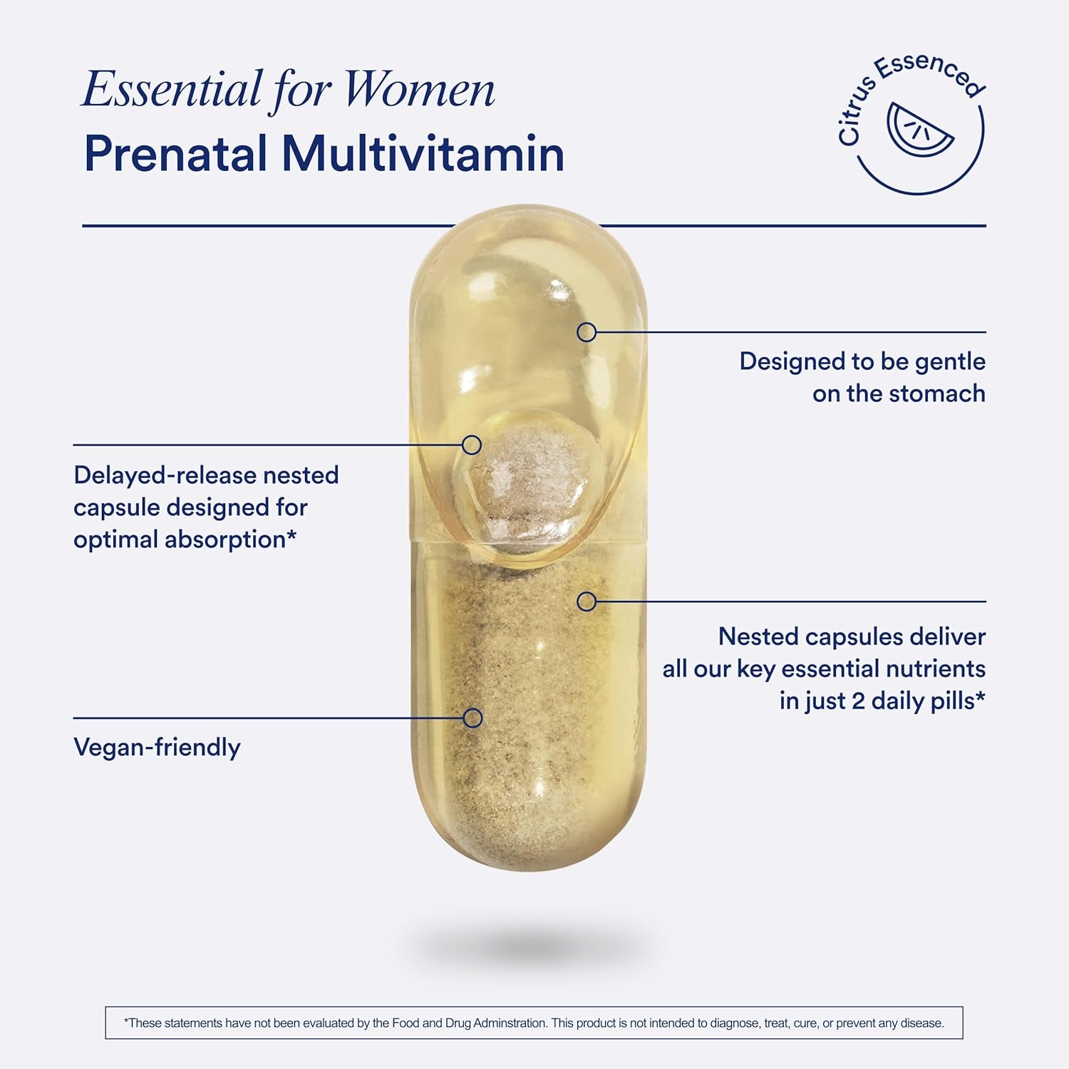 Ritual Prenatal Multivitamin for Women - Key Essential Vitamins and Minerals to Support Mom and Baby during Pregnancy* - Folate, Choline, Omega-3 DHA, Iron - Vegan - Citrus - 60 Capsules - 30 Servings