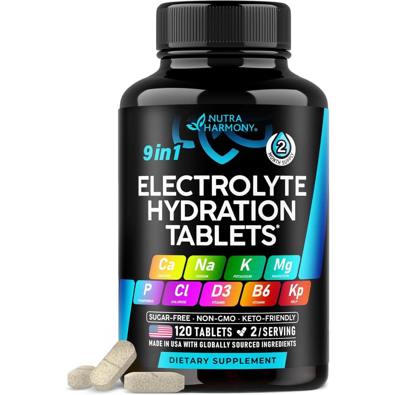 NUTRAHARMONY Electrolyte Supplement — 120 Capsules | Magnesium, Potassium & Sodium Blend | Hydration & Recovery Support