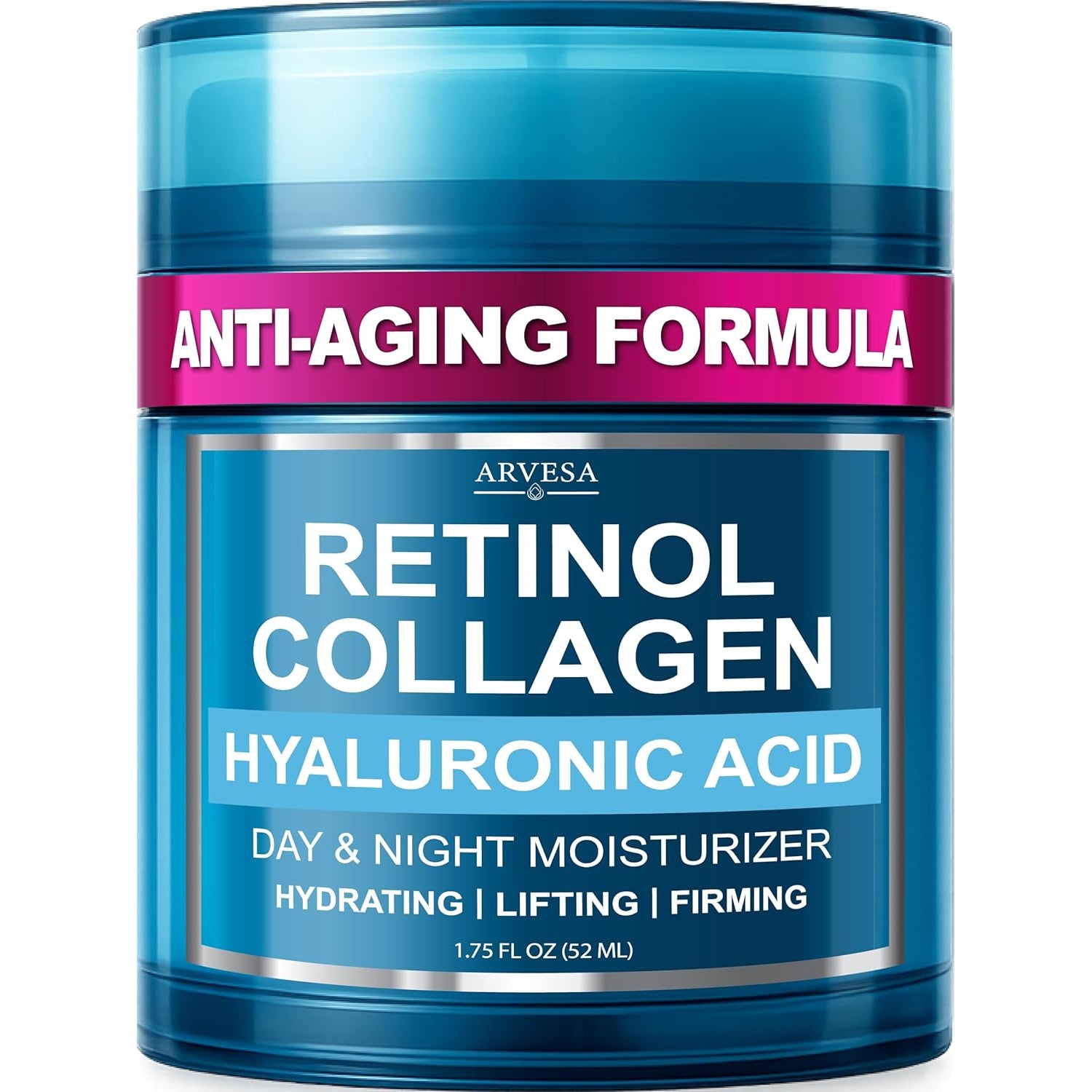 Retinol Cream for Face - Anti-Aging Moisturizer Wrinkle Cream with Collagen & Hyaluronic Acid - Face & Neck Moisturizer for Firming, Hydration & Smooth Skin - Day & Night Skin Care for Women & Men