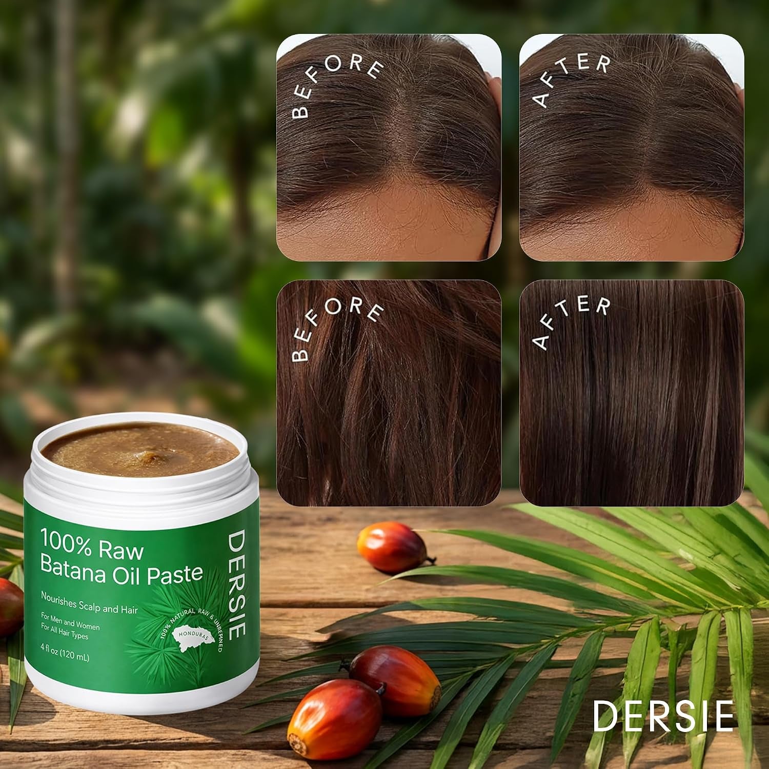 Dersie 100% Raw Batana Oil: Unrefined Raw Batana Oil Paste Sourced from Honduras (4 Oz)