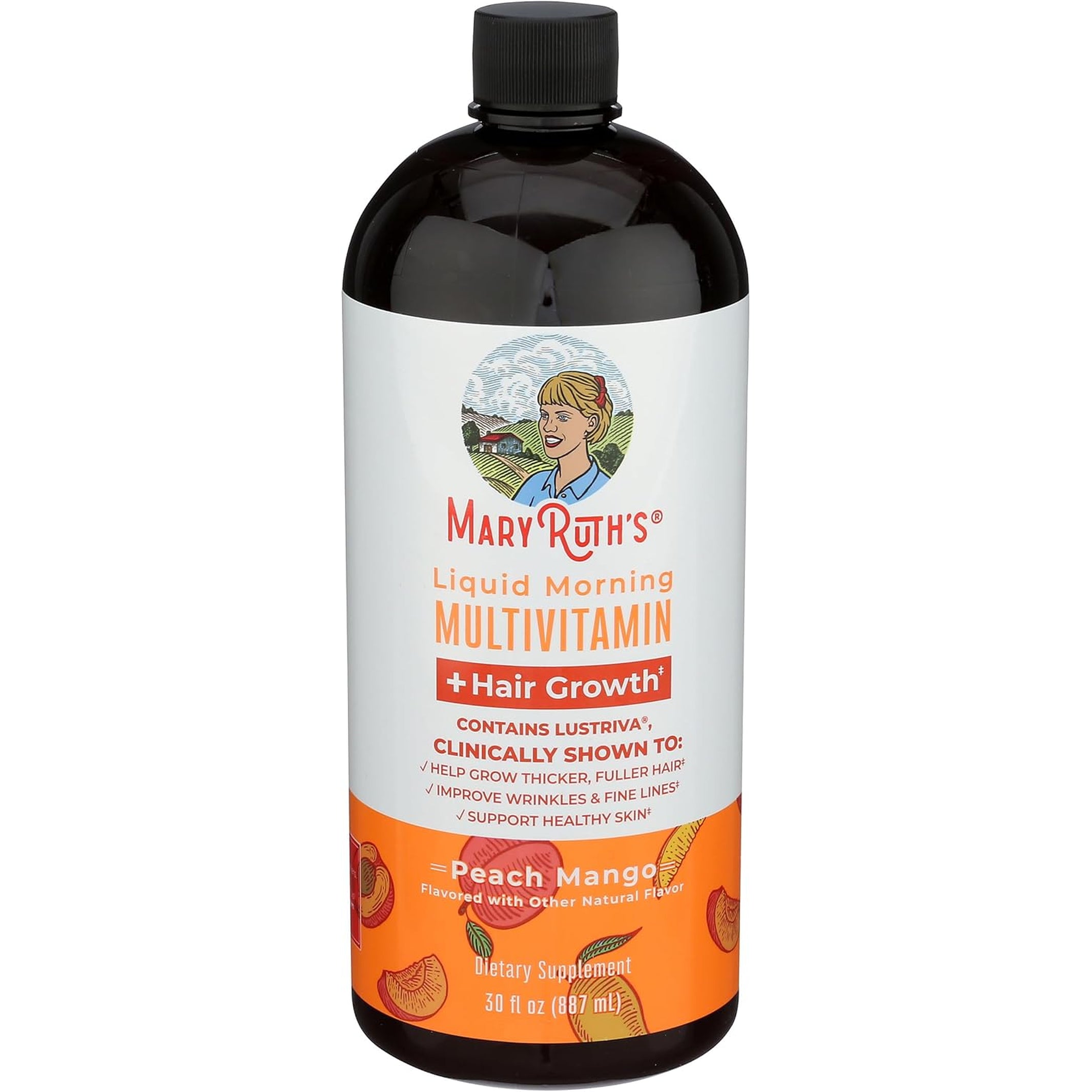 MARYRUTH'S Liquid Multivitamin+Hair Growth | Clinically Tested for Thicker Hair & Facial Wrinkles in Women | Biotin 10000Mcg | Lustriva Hair Growth Supplement | Skin Care | Age 18+ | 30 Fl Oz