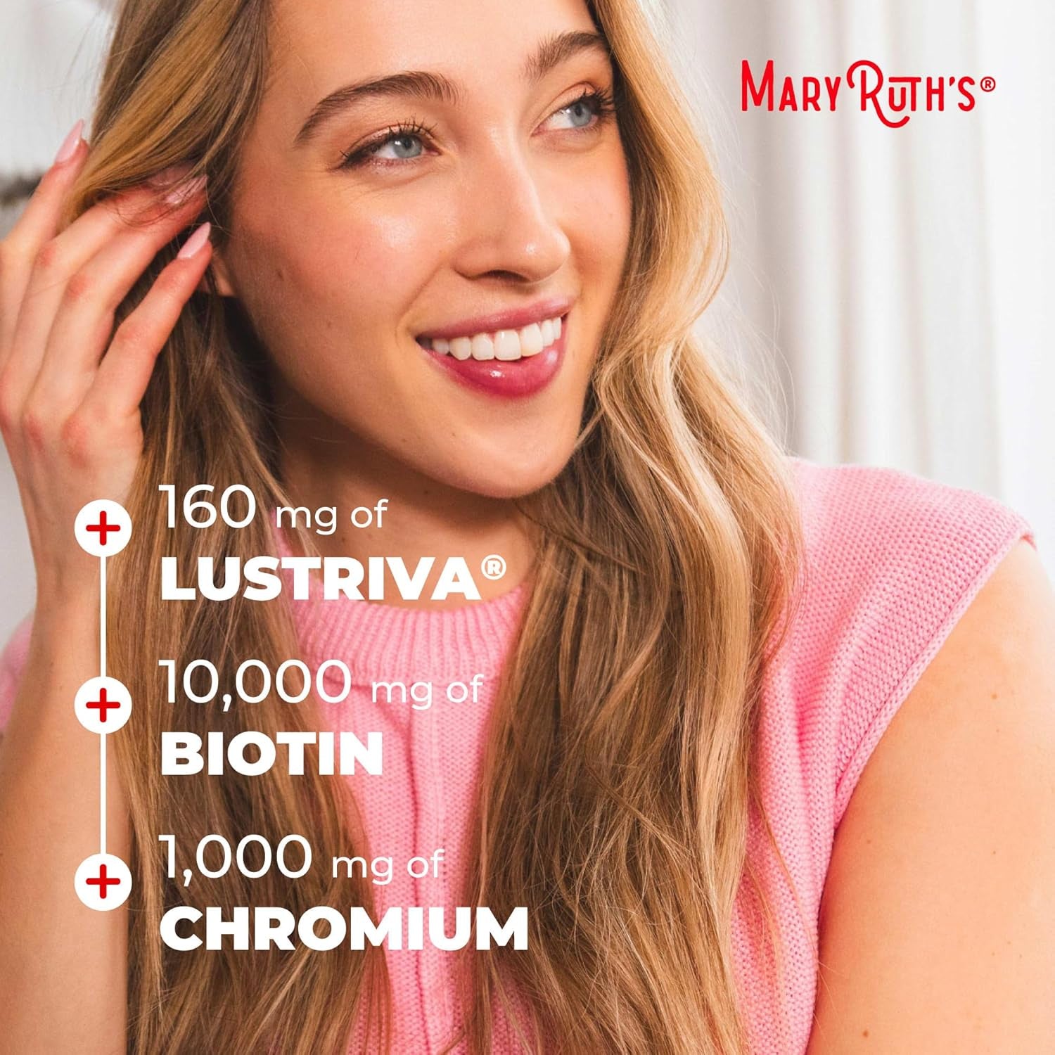 MARYRUTH'S Liquid Multivitamin+Hair Growth | Clinically Tested for Thicker Hair & Facial Wrinkles in Women | Biotin 10000Mcg | Lustriva Hair Growth Supplement | Skin Care | Age 18+ | 30 Fl Oz
