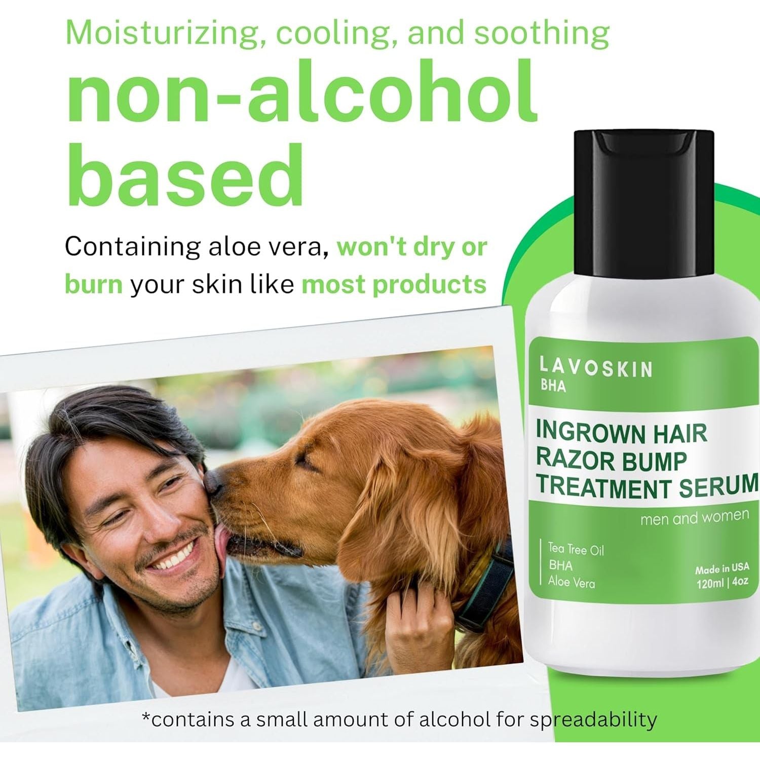 LAVOSKIN Ingrown Hair & Razor Bump Treatment Serum – 120ml | Soothing Tea Tree Formula