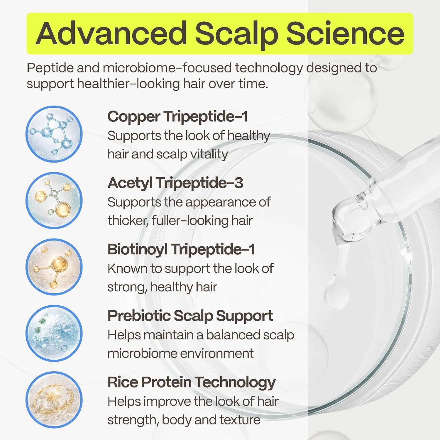 Advanced Trichology Hairstem™ Peptide Spray for Thicker, Fuller-Looking Hair | Leave-In Post-Shower Scalp Spray with Peptides, Rice Protein & Prebiotics | Lightweight, Non-Greasy Volumizing Hair Spray