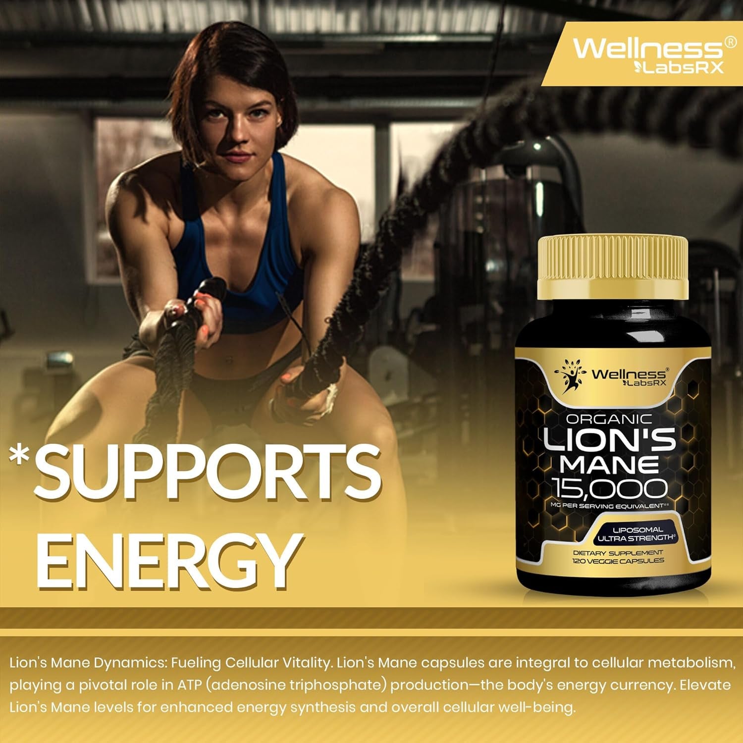Lions Mane Supplement Capsules - 120 Count - Mushroom Supplement, Brain Supplements for Memory and Focus, Lion'S Mane Mushroom Capsules Organic - Cognitive and Immune Support, Focus Supplement