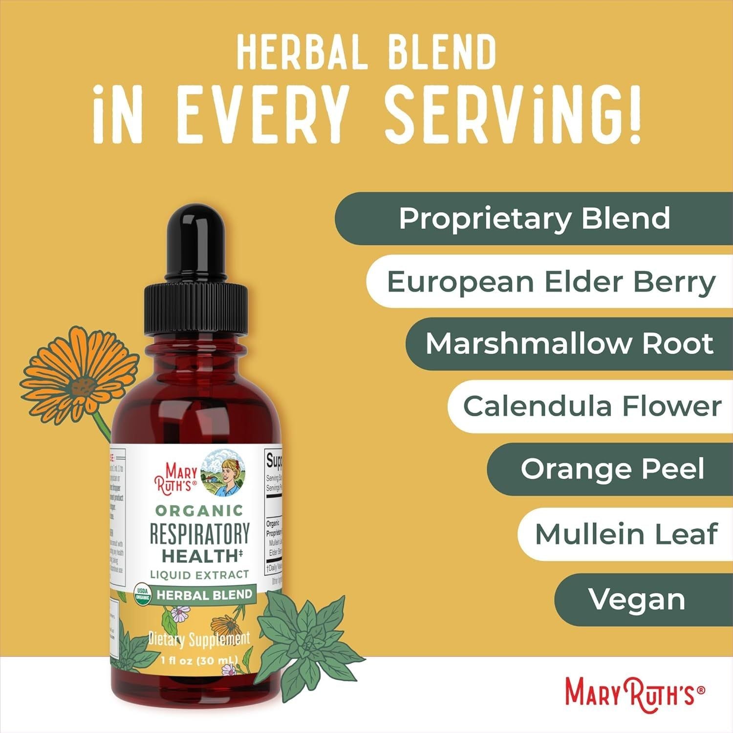 MaryRuth Organics Respiratory Health Liquid Extract – 30ml | Herbal Lung & Immune Support