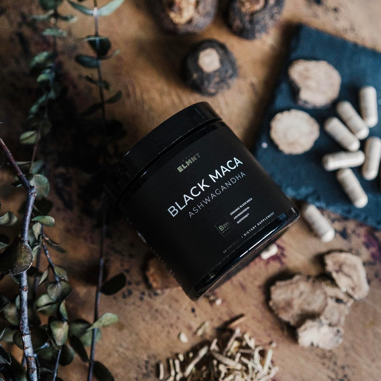 ELMNT 40X Black Maca Root Extract – 40:1 Organic Gelatinised Maca with Ashwagandha for Energy, Vitality & Performance | Highest Potency