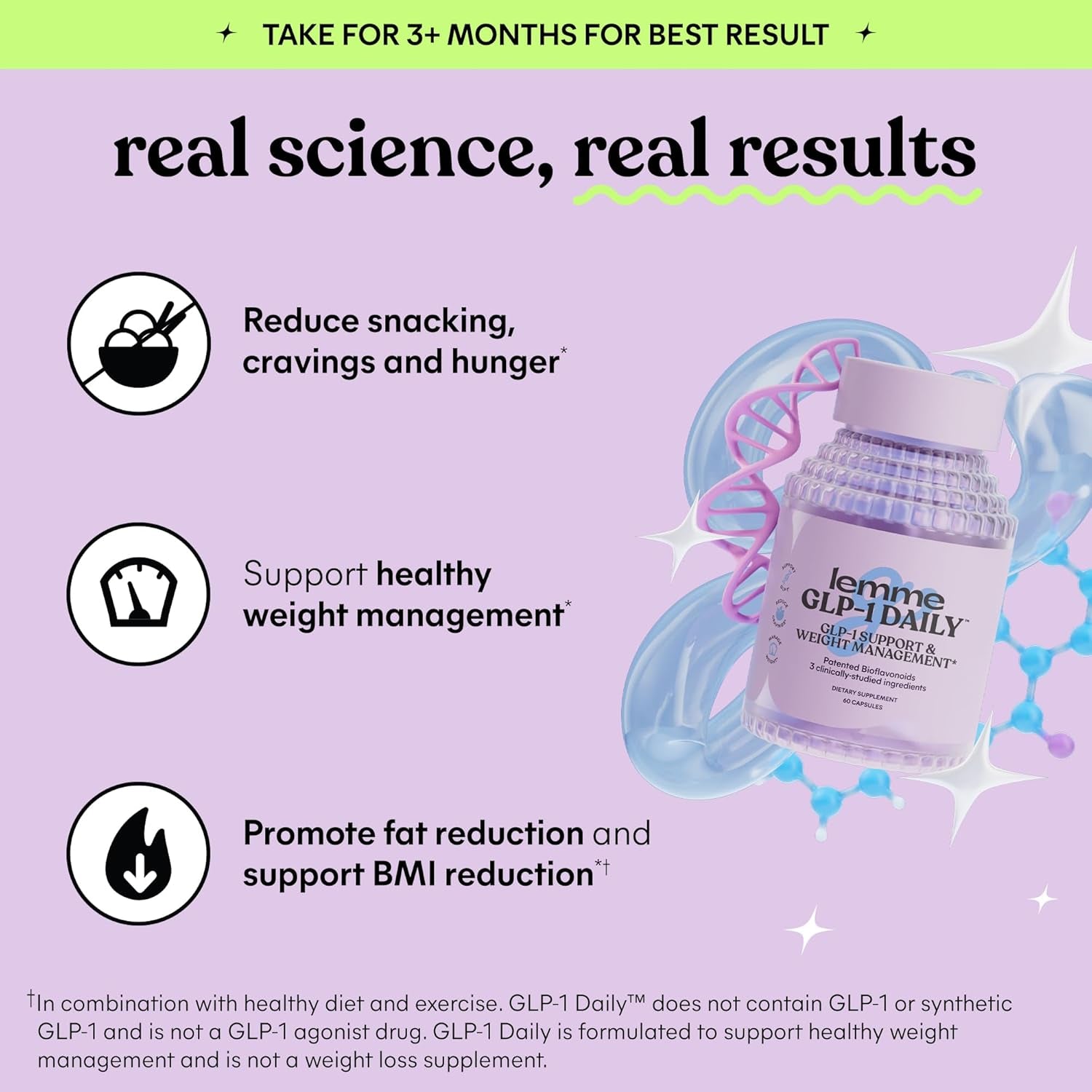 GLP-1 Daily Support, Clinically Studied Ingredients to Reduce Hunger & Cravings, Promote GLP-1 Production, Support Fat Loss and Weight Management, 1 Month Supply (60 Capsules)