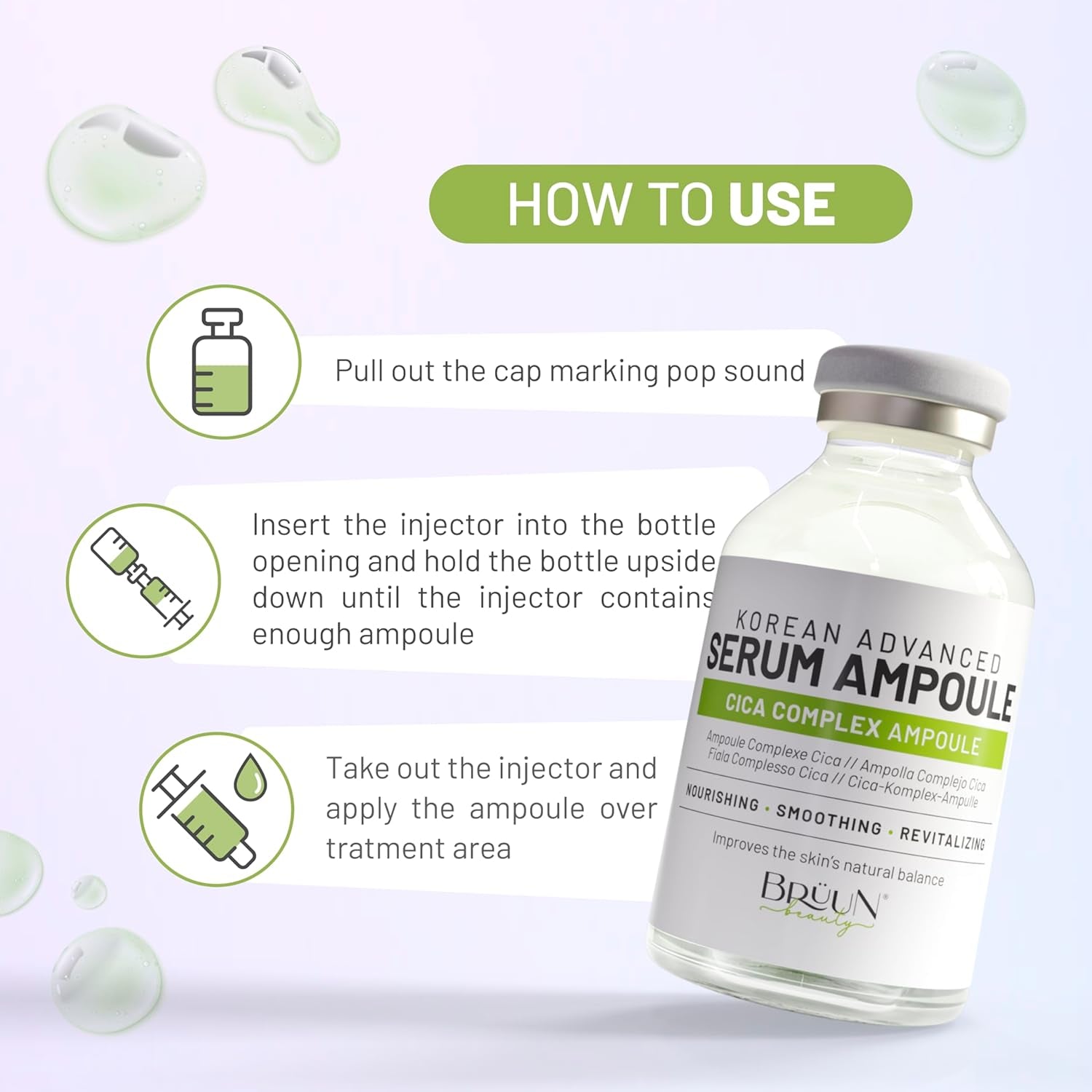 BRÜUN CICA Revival Complex Serum Ampoule – 35ml | Centella Asiatica Micro-Needling Korean Booster for Face & Body | Use With or Without Derma Pen