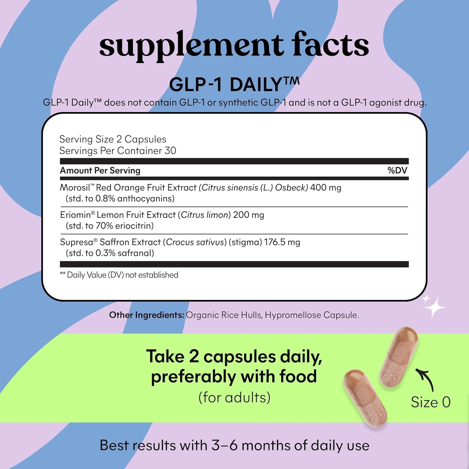 GLP-1 Daily Support, Clinically Studied Ingredients to Reduce Hunger & Cravings, Promote GLP-1 Production, Support Fat Loss and Weight Management, 1 Month Supply (60 Capsules)
