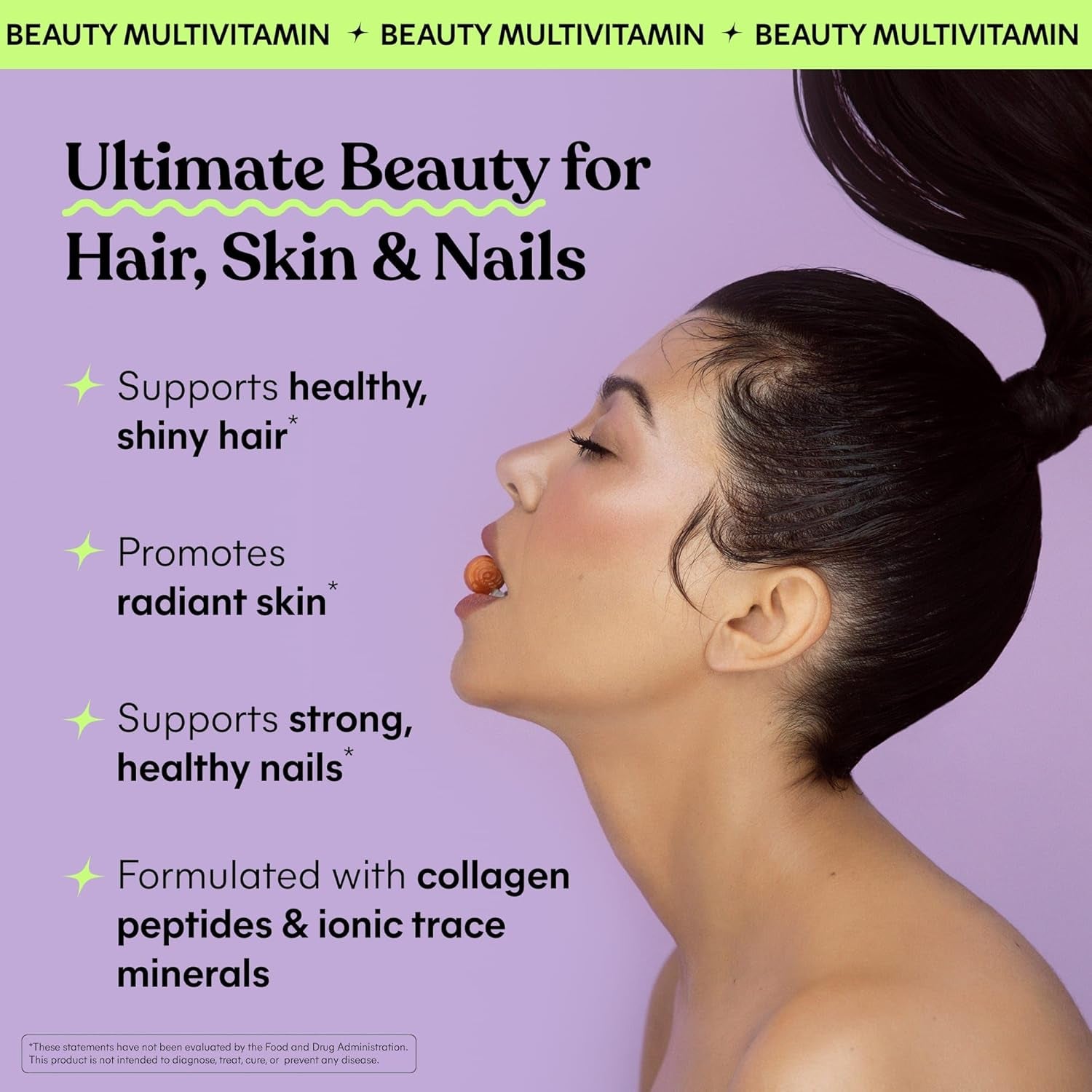 Glow Collagen Gummies for Thick Hair, Strong Nails & Healthy Skin with Multi-Collagen Peptides, Biotin, Trace Minerals, Zinc, Vitamins A, C & E, Dairy & Gluten Free, Peach Flavor, 60 Ct.