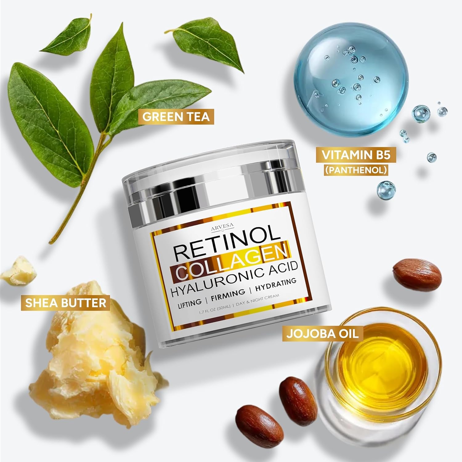 Retinol Cream for Face with Collagen and Hyaluronic Acid - anti Aging Wrinkle Cream for Women and Men - Day and Night Facial Moisturizer for Tightening and Skin Firming - Crema Hidratante Para La Cara