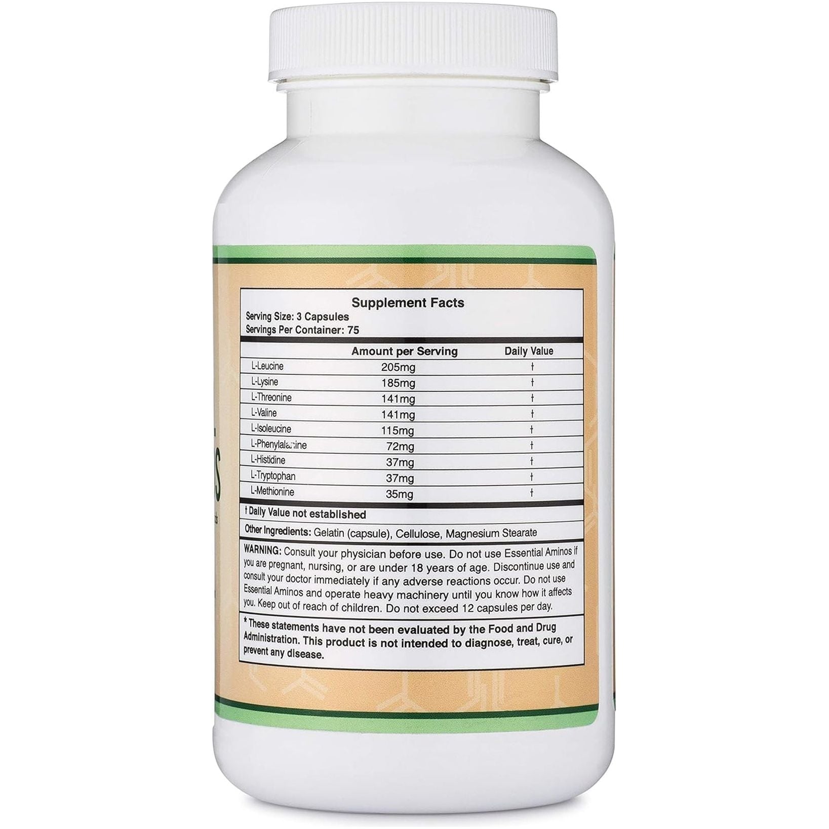 Double Wood Supplements Essential Amino Acids – 225 Capsules | Complete EAA & BCAA Formula for Muscle Growth & Recovery