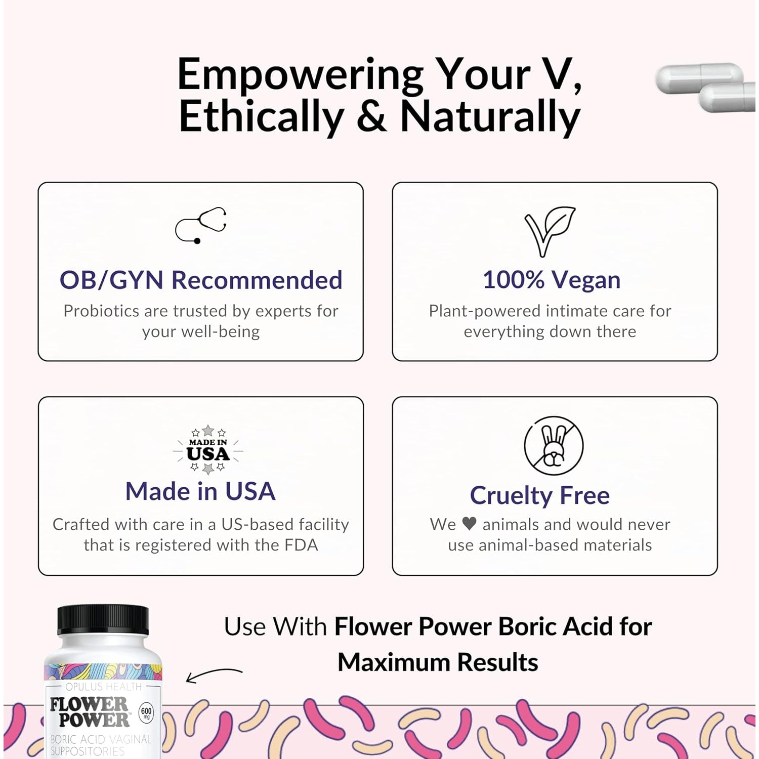 Flower Power Divine Feminine Wellness Capsules – Daily Herbal & Probiotic Blend for Women's Balance & Wellbeing | 30 Capsules
