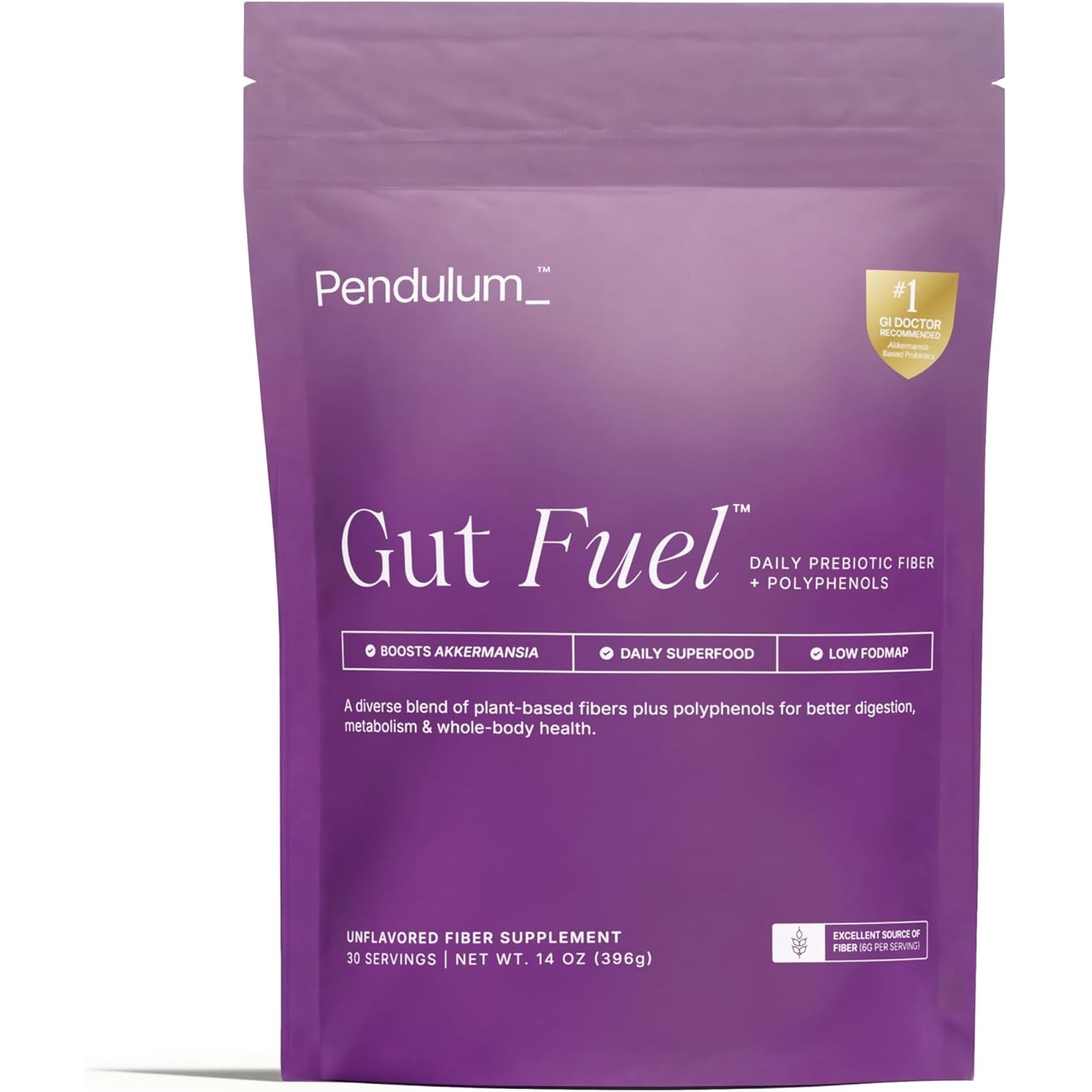 Pendulum Gut Fuel - Fiber + Polyphenol, Prebiotic Blend to Support Digestion, Microbiome Balance, and Help Reduce Hunger for Women and Men - 30 Servings (1 Pack)